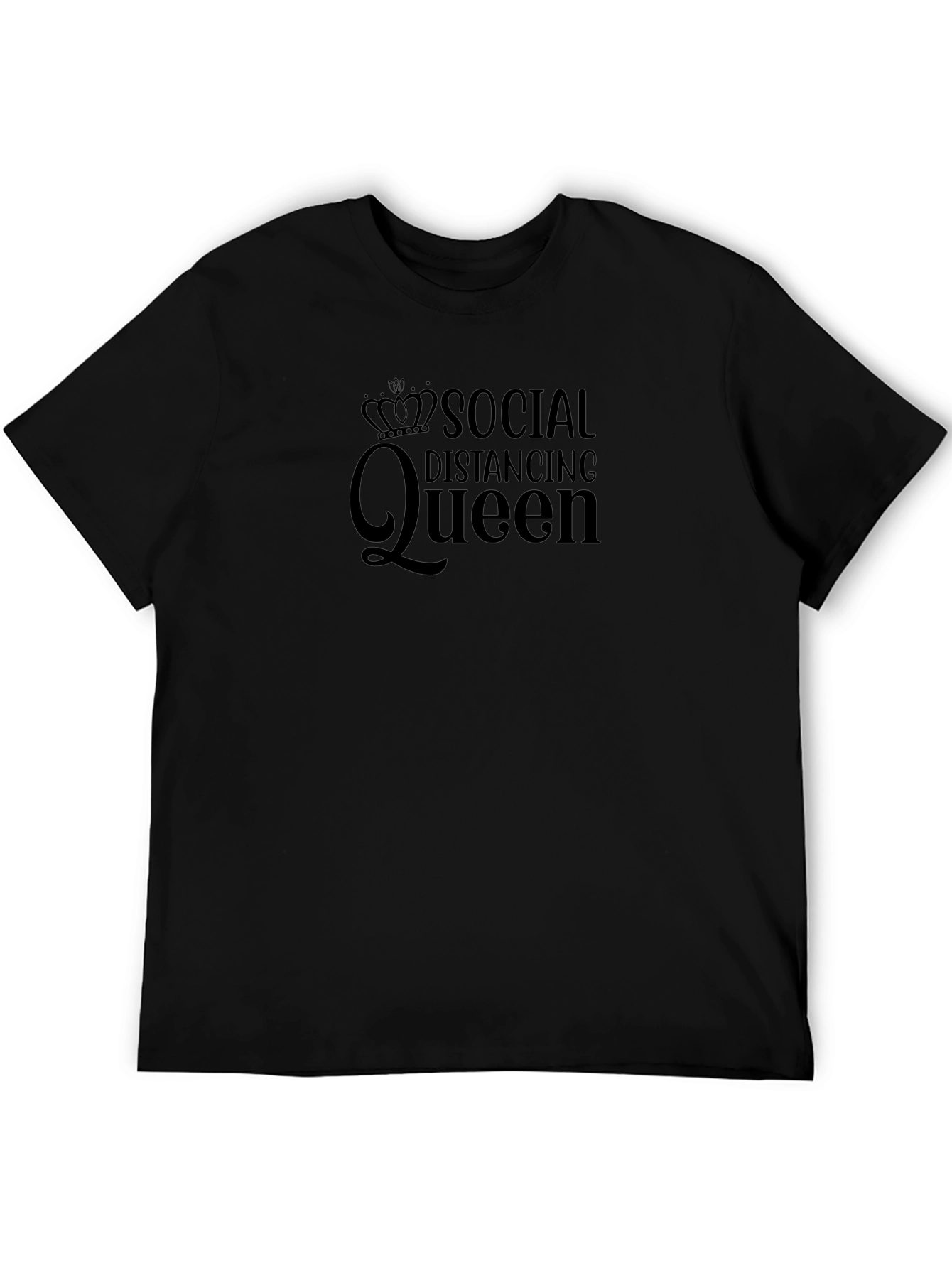 Social Distancing Queen Black Graphic T-Shirt