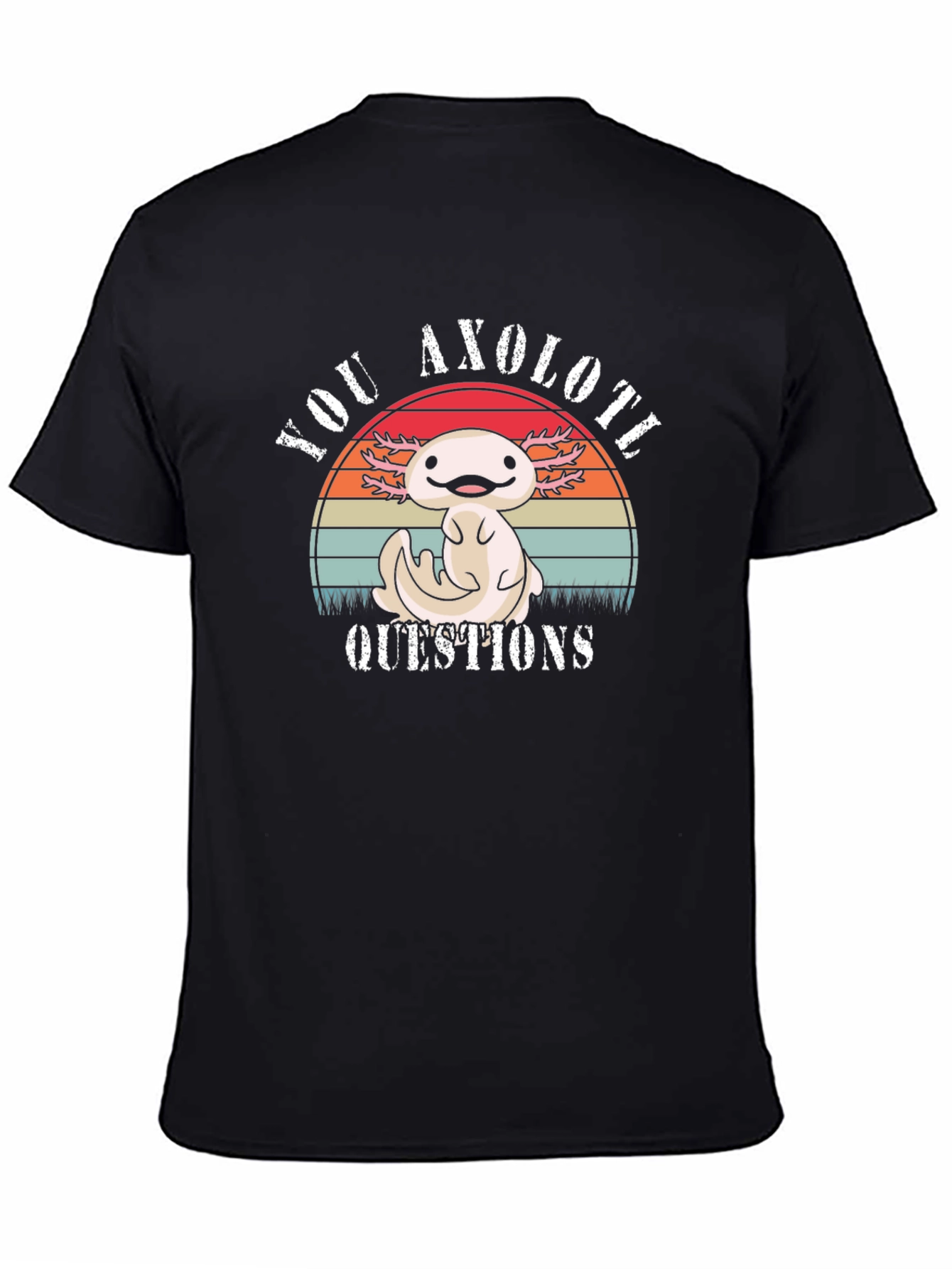Axolotl Questions T-Shirt - Cute Cartoon Animal Tee