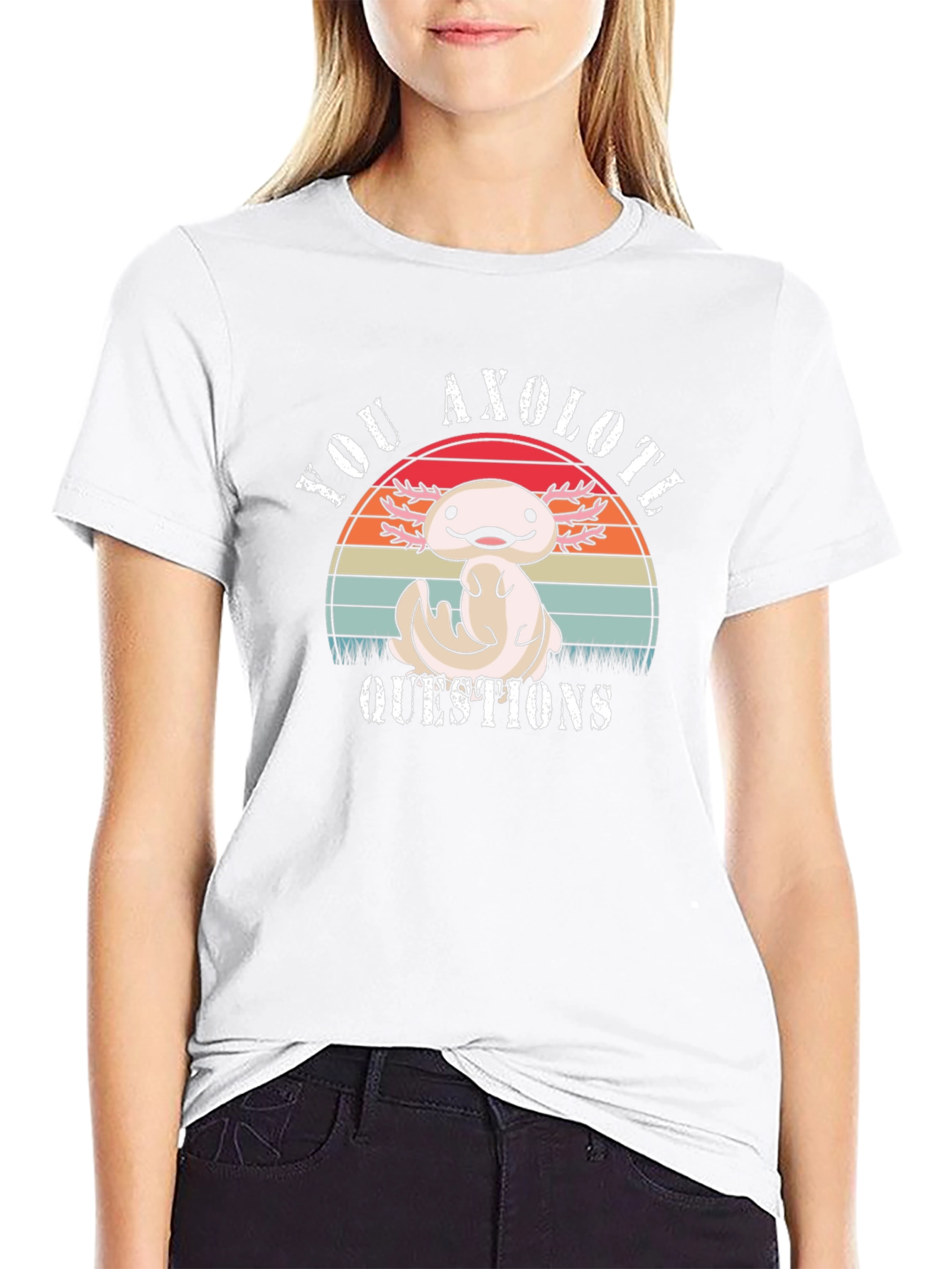Axolotl Questions T-Shirt - Cute Cartoon Animal Tee