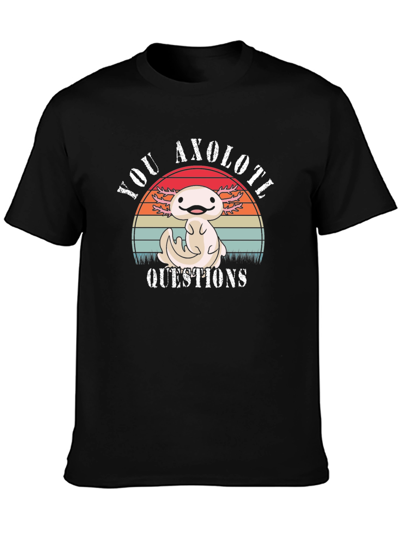Axolotl Questions T-Shirt - Cute Cartoon Animal Tee