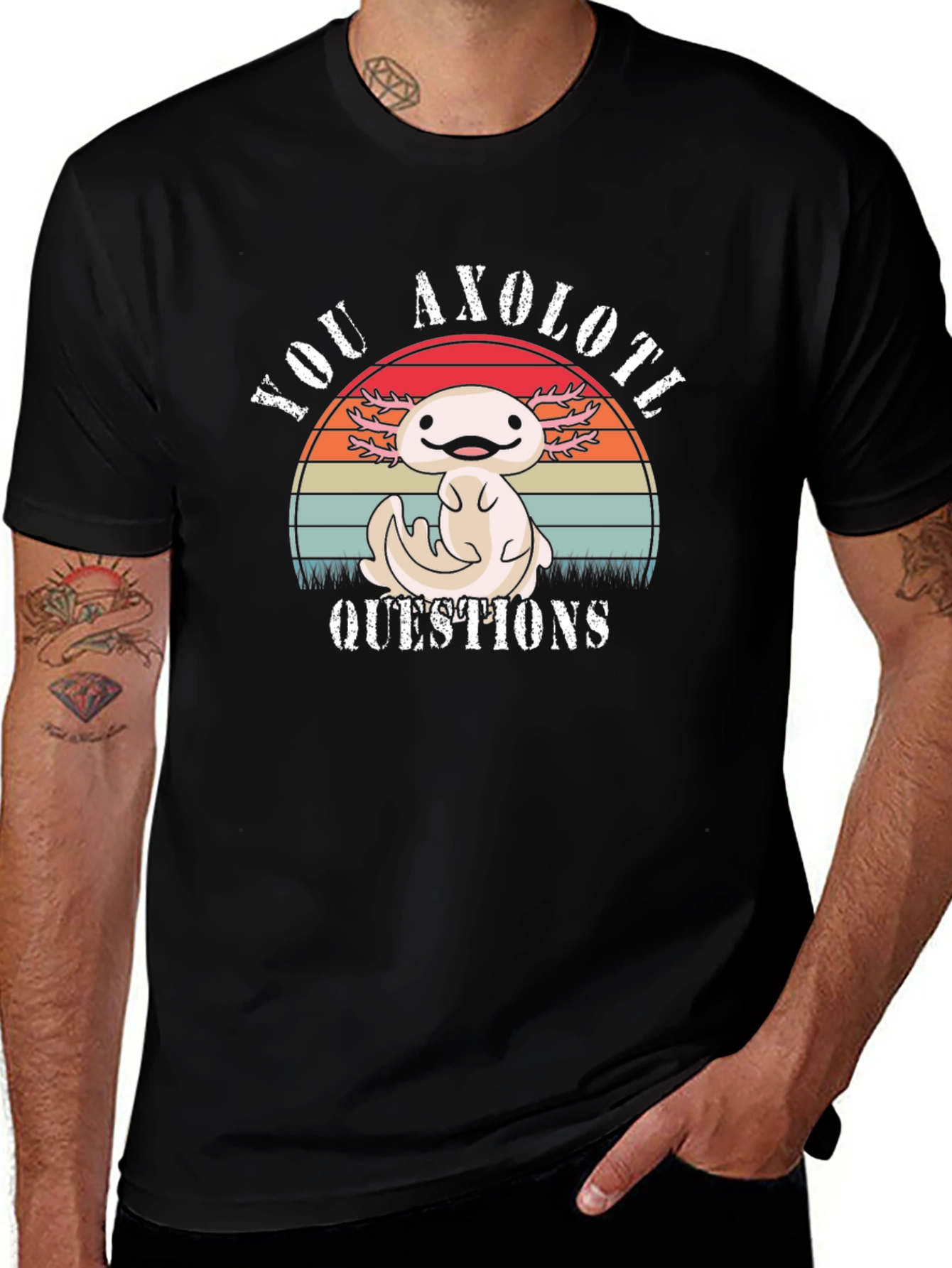 Axolotl Questions T-Shirt - Cute Cartoon Animal Tee