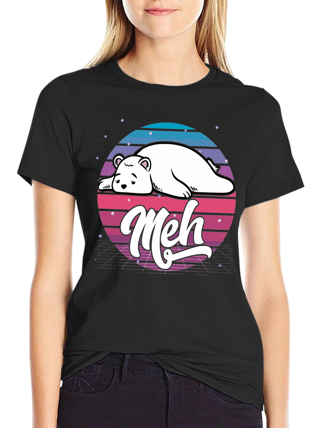Meh Bear Retro T-Shirt - Lazy Days Aesthetic