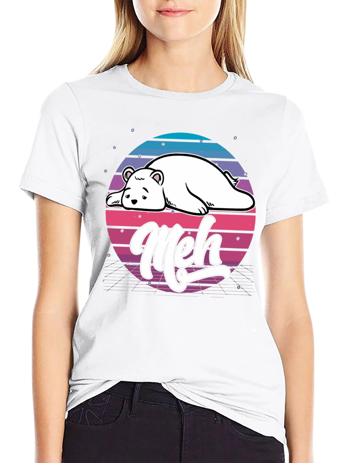 Meh Bear Retro T-Shirt - Lazy Days Aesthetic