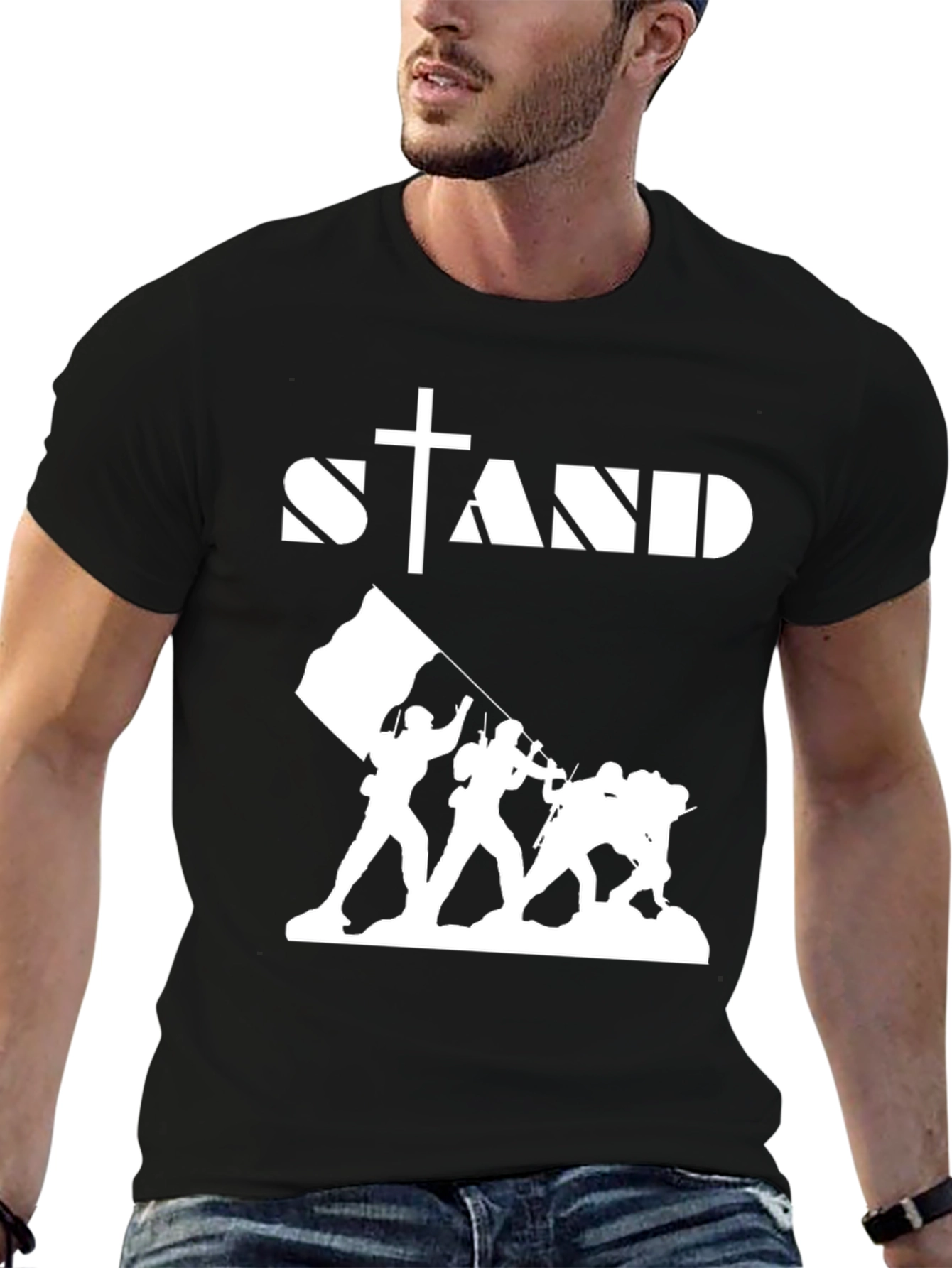 Stand T-Shirt - Military Flag Raising Graphic Tee