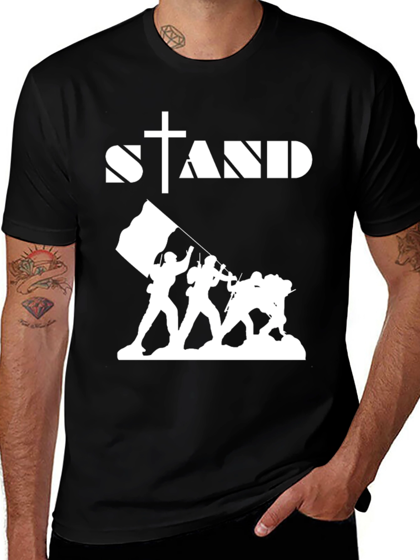 Stand T-Shirt - Military Flag Raising Graphic Tee