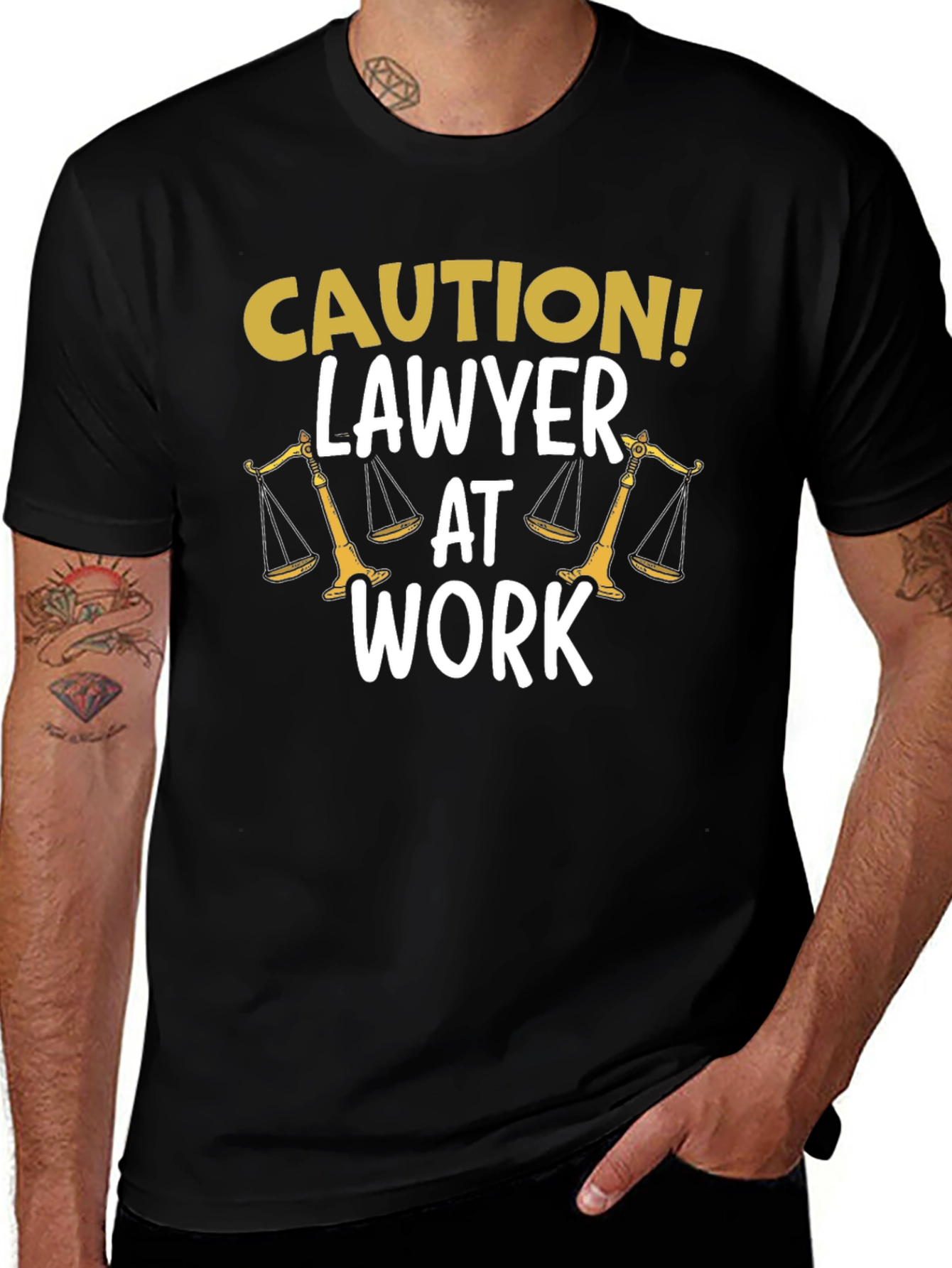 Caution! Lawyer At Work Novelty Graphic Tee