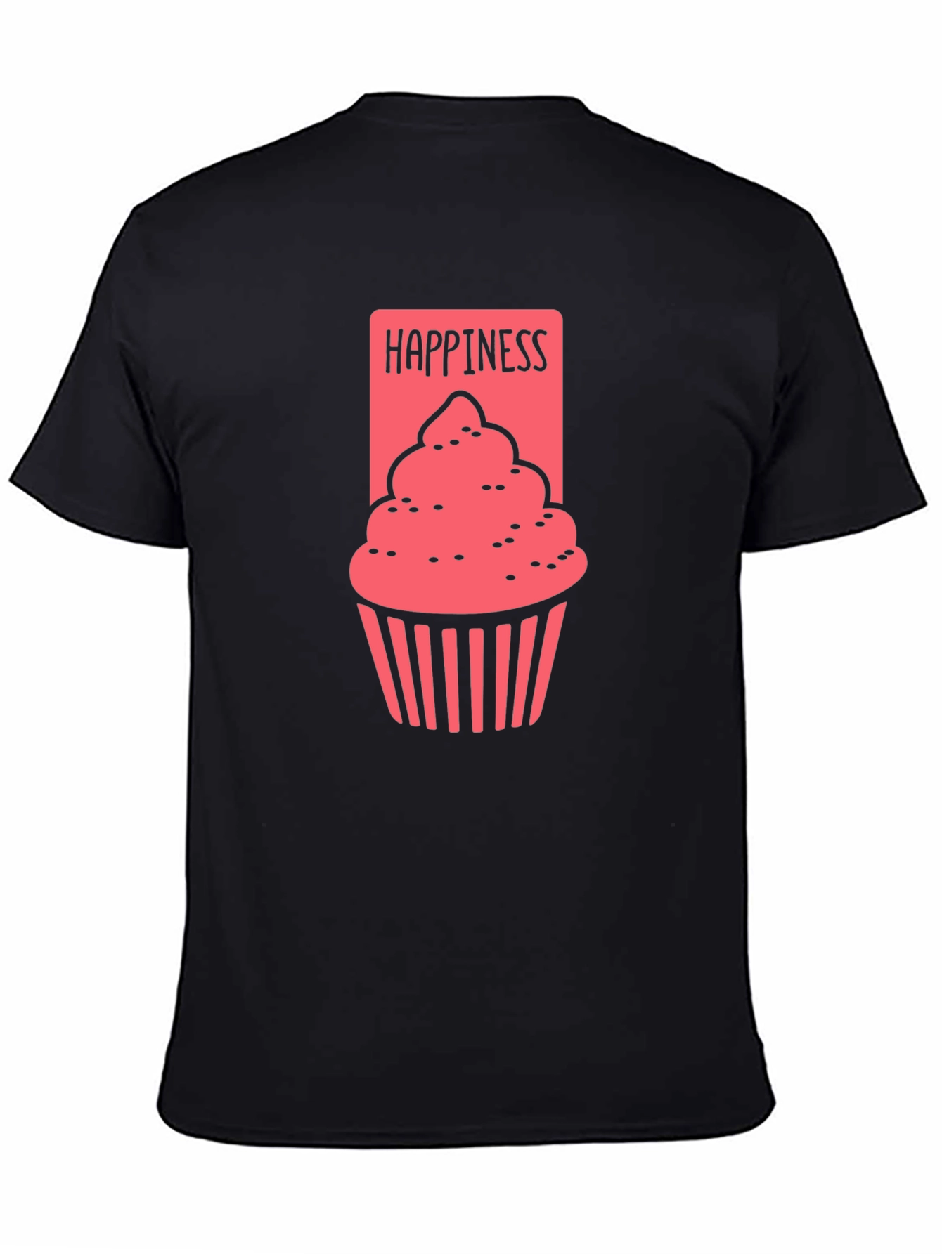 Happiness Cupcake Graphic Tee - Black Cotton T-Shirt