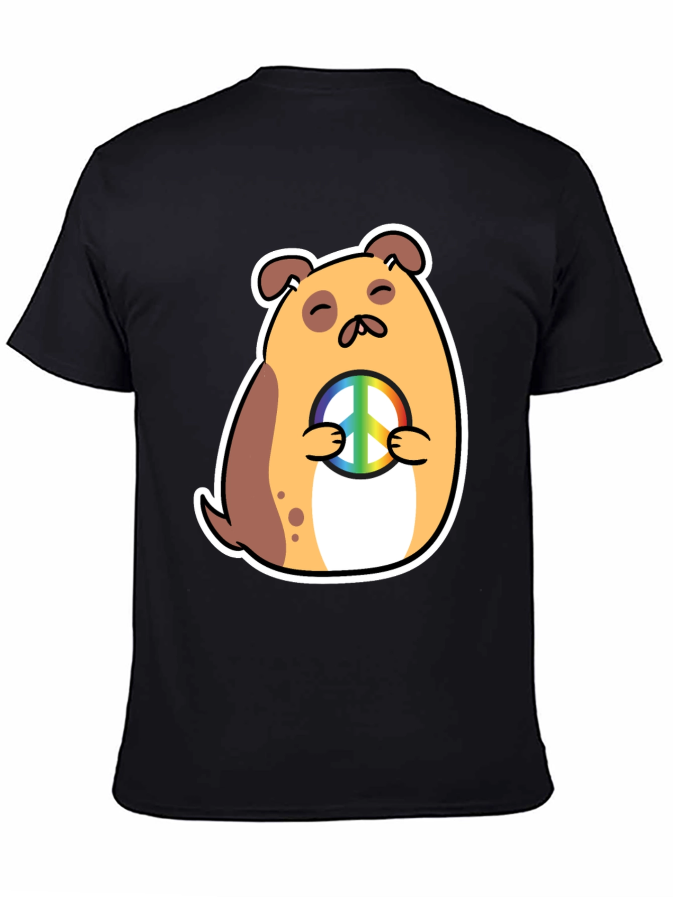 Peaceful Pup Graphic Tee - Black Cotton Blend Shirt