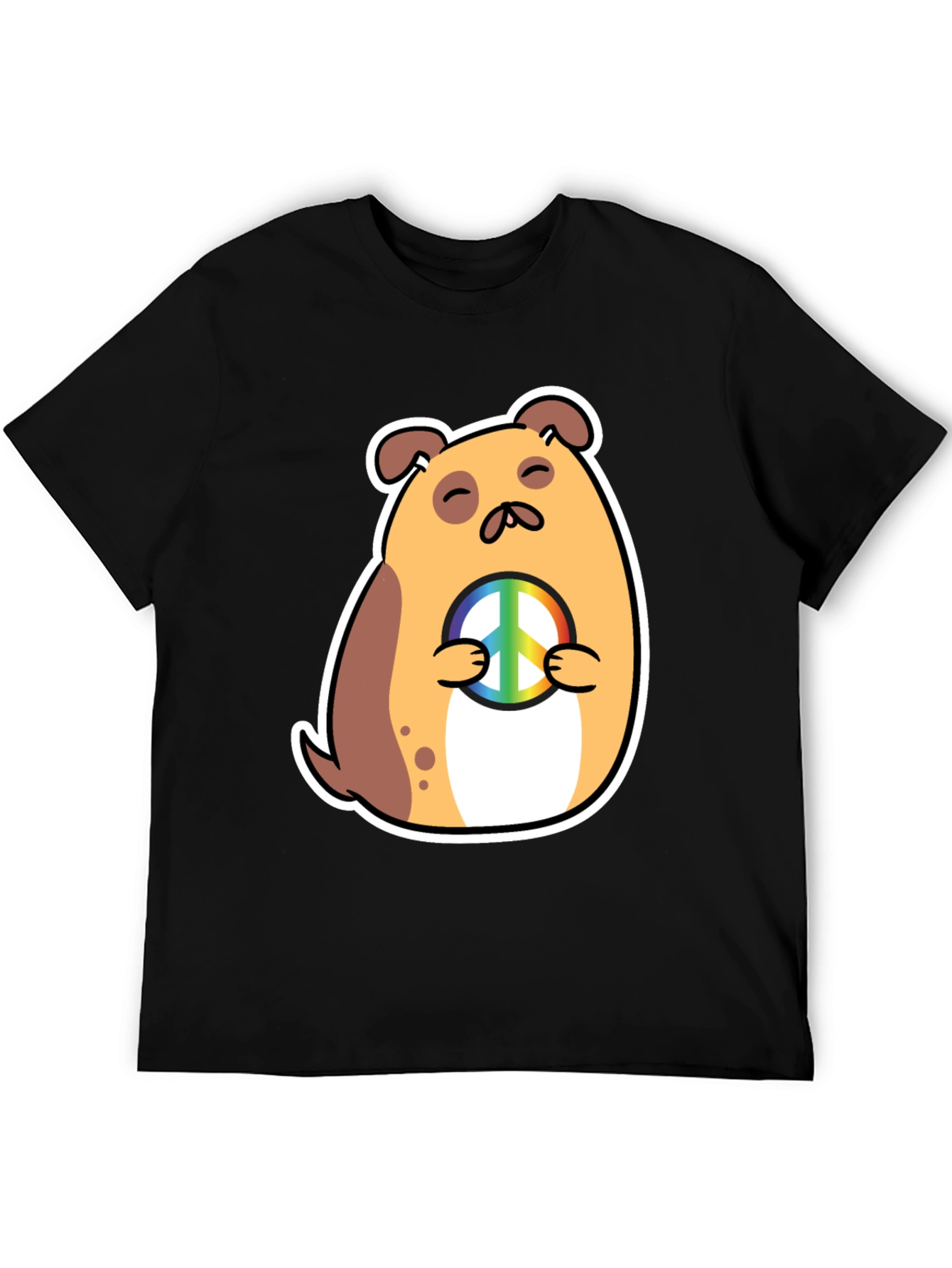 Peaceful Pup Graphic Tee - Black Cotton Blend Shirt