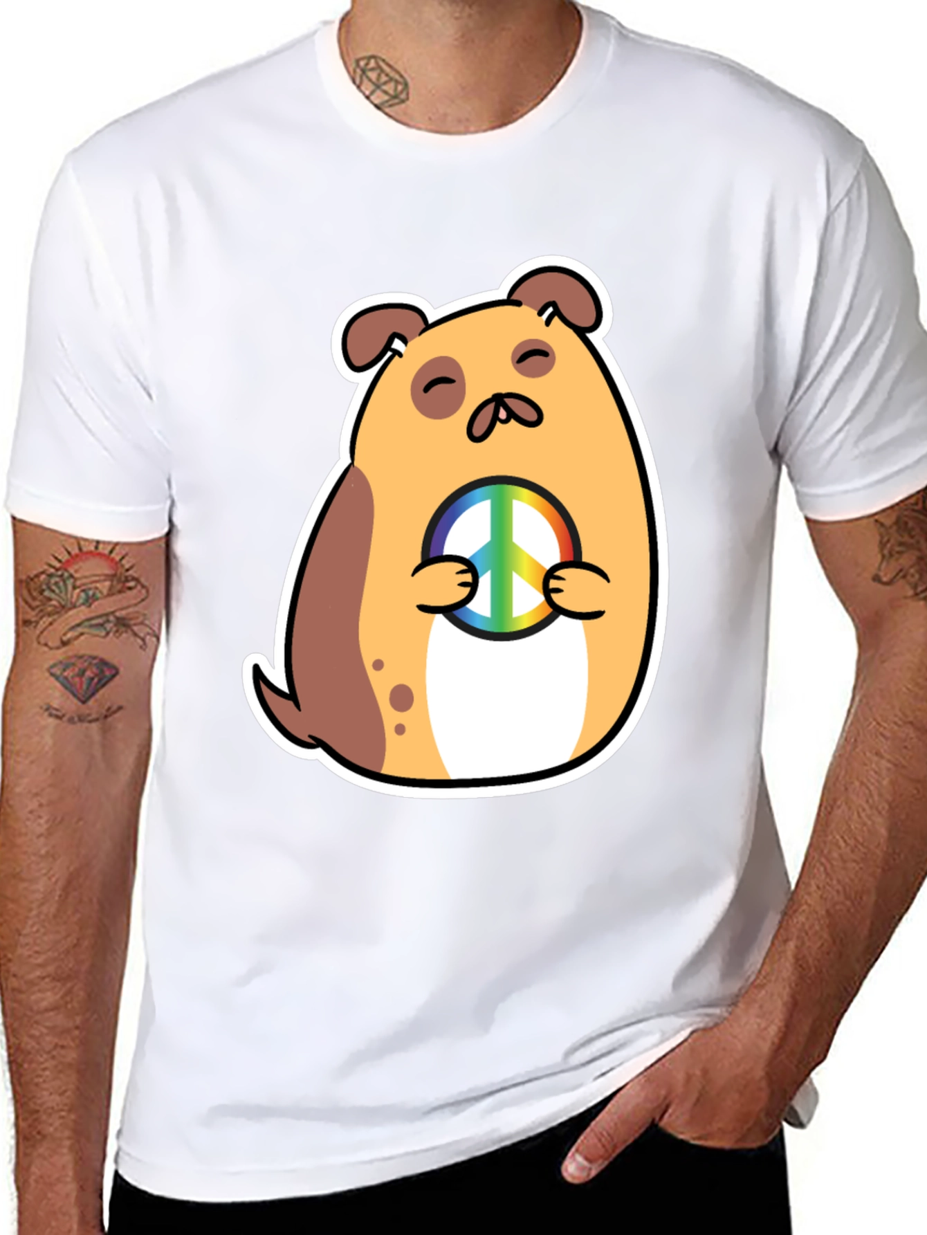 Peaceful Pup Graphic Tee - Black Cotton Blend Shirt