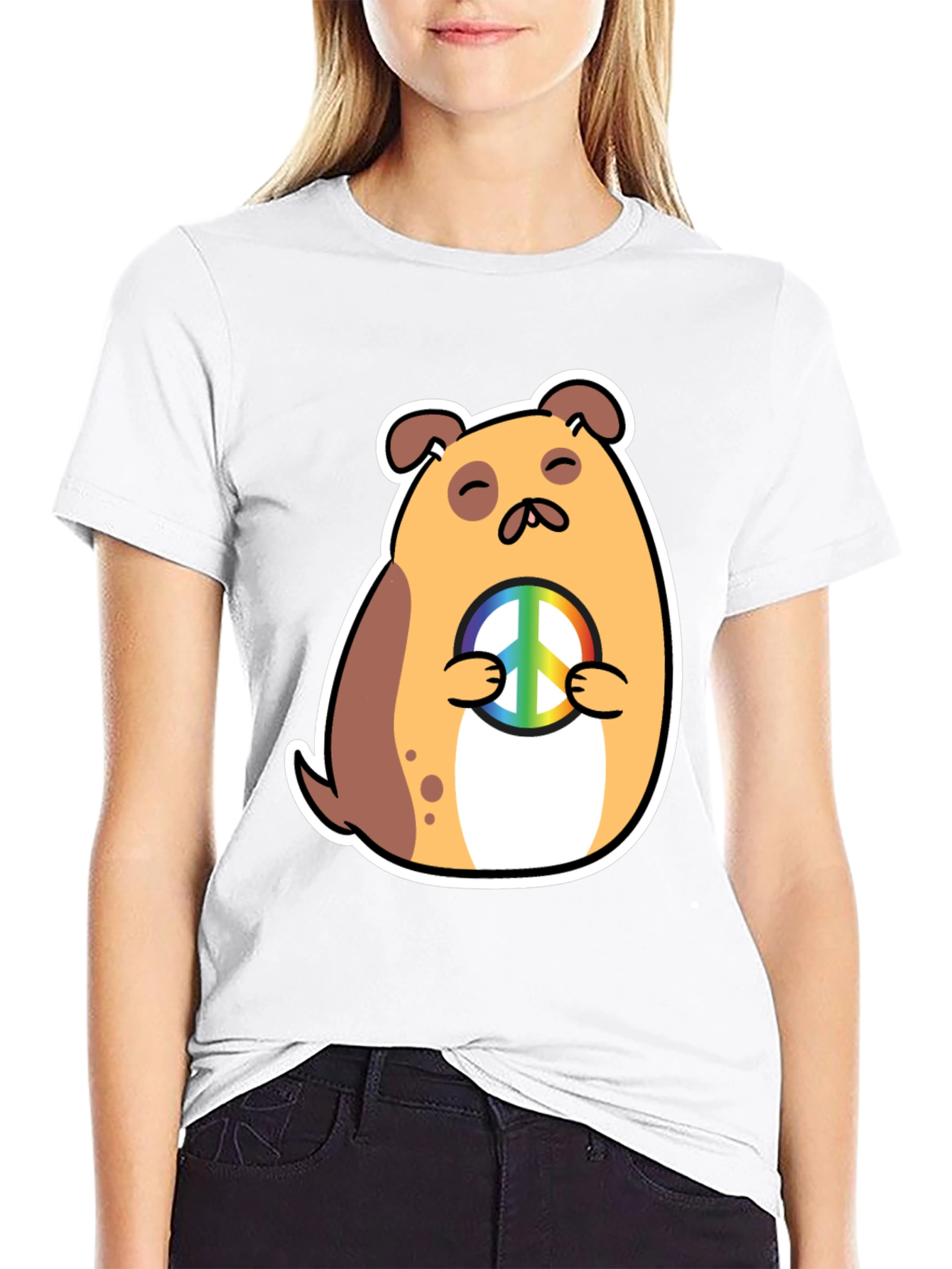 Peaceful Pup Graphic Tee - Black Cotton Blend Shirt