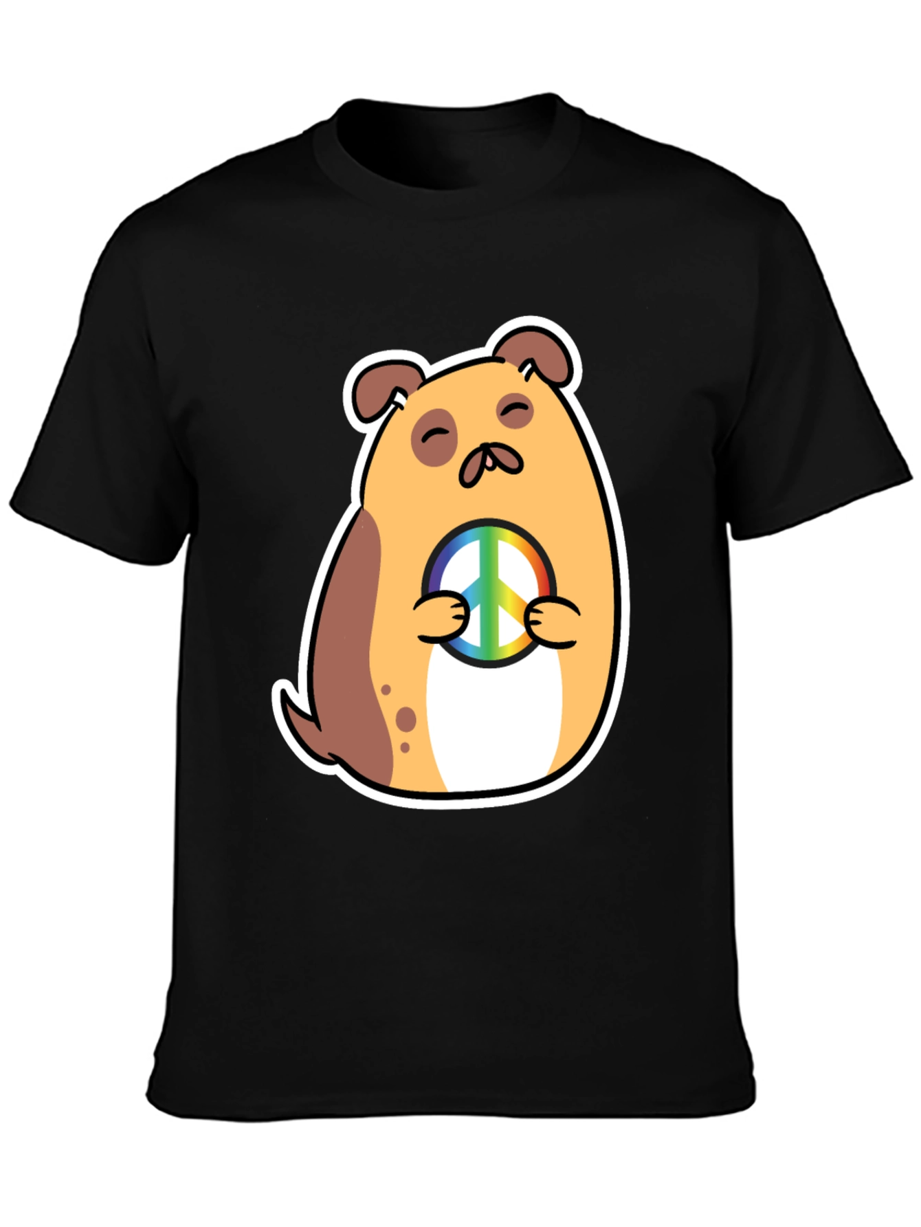 Peaceful Pup Graphic Tee - Black Cotton Blend Shirt