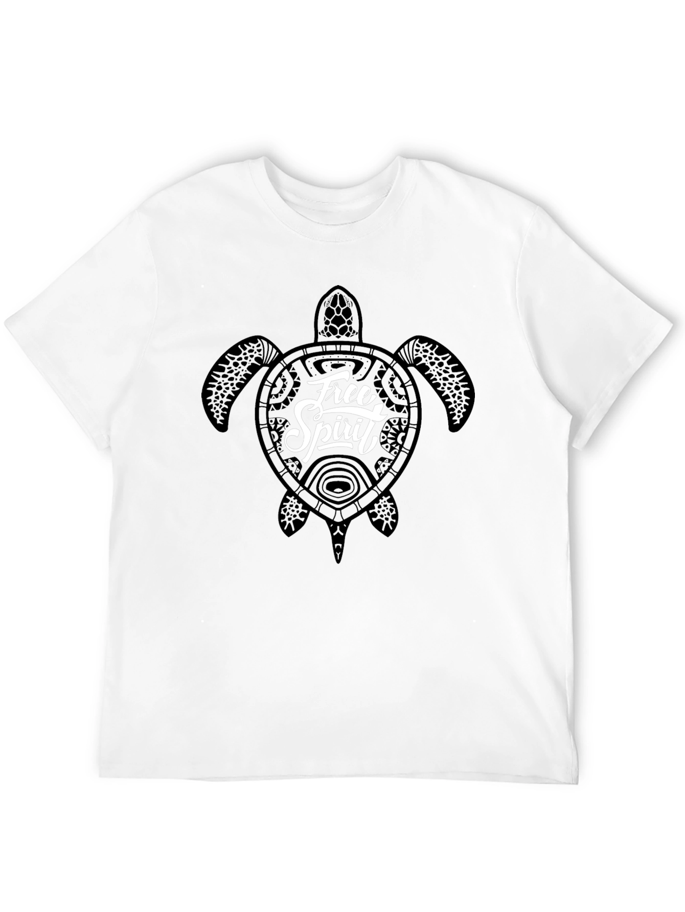 Free Spirit Turtle Graphic Tee - Black Cotton
