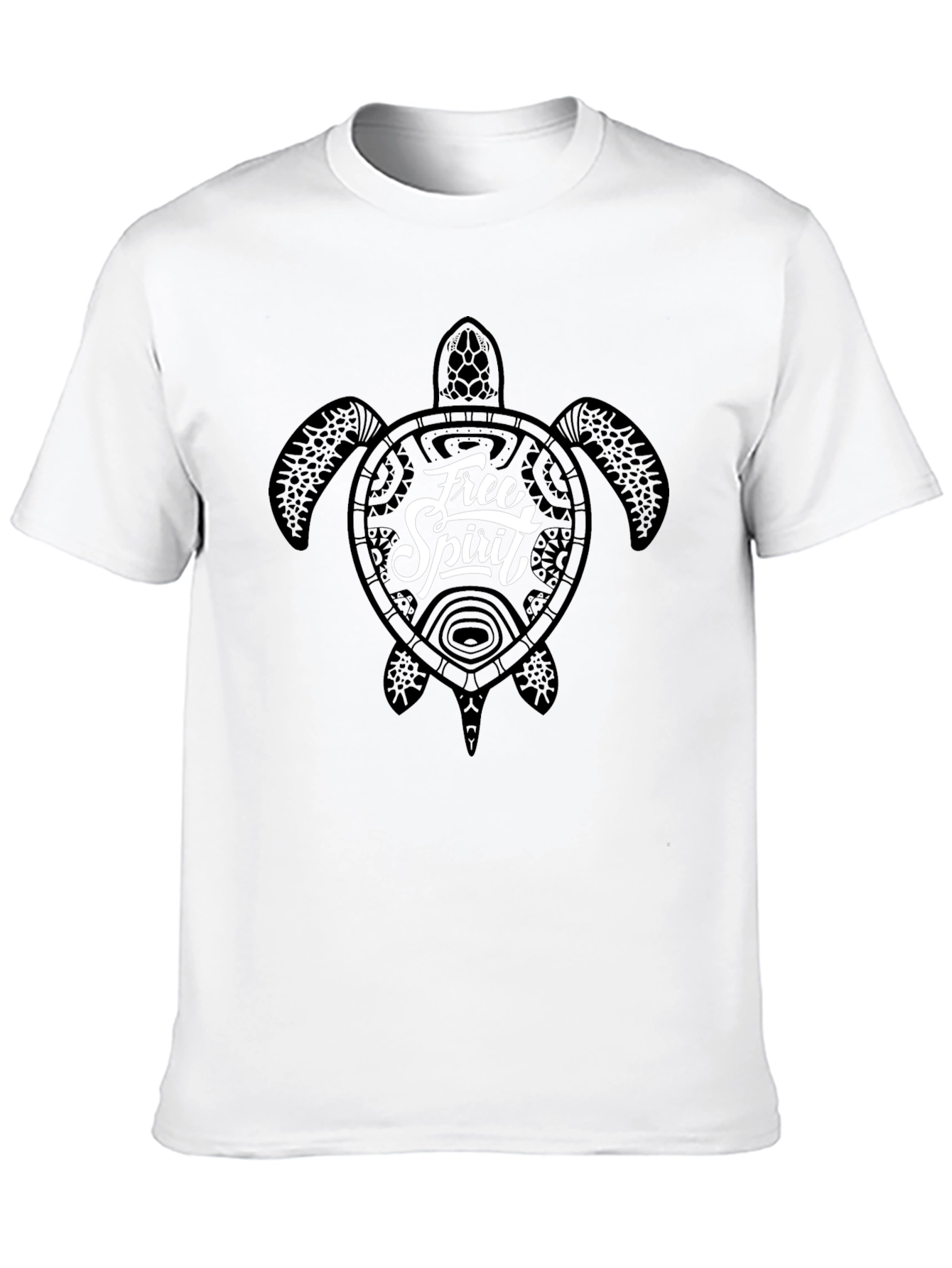Free Spirit Turtle Graphic Tee - Black Cotton
