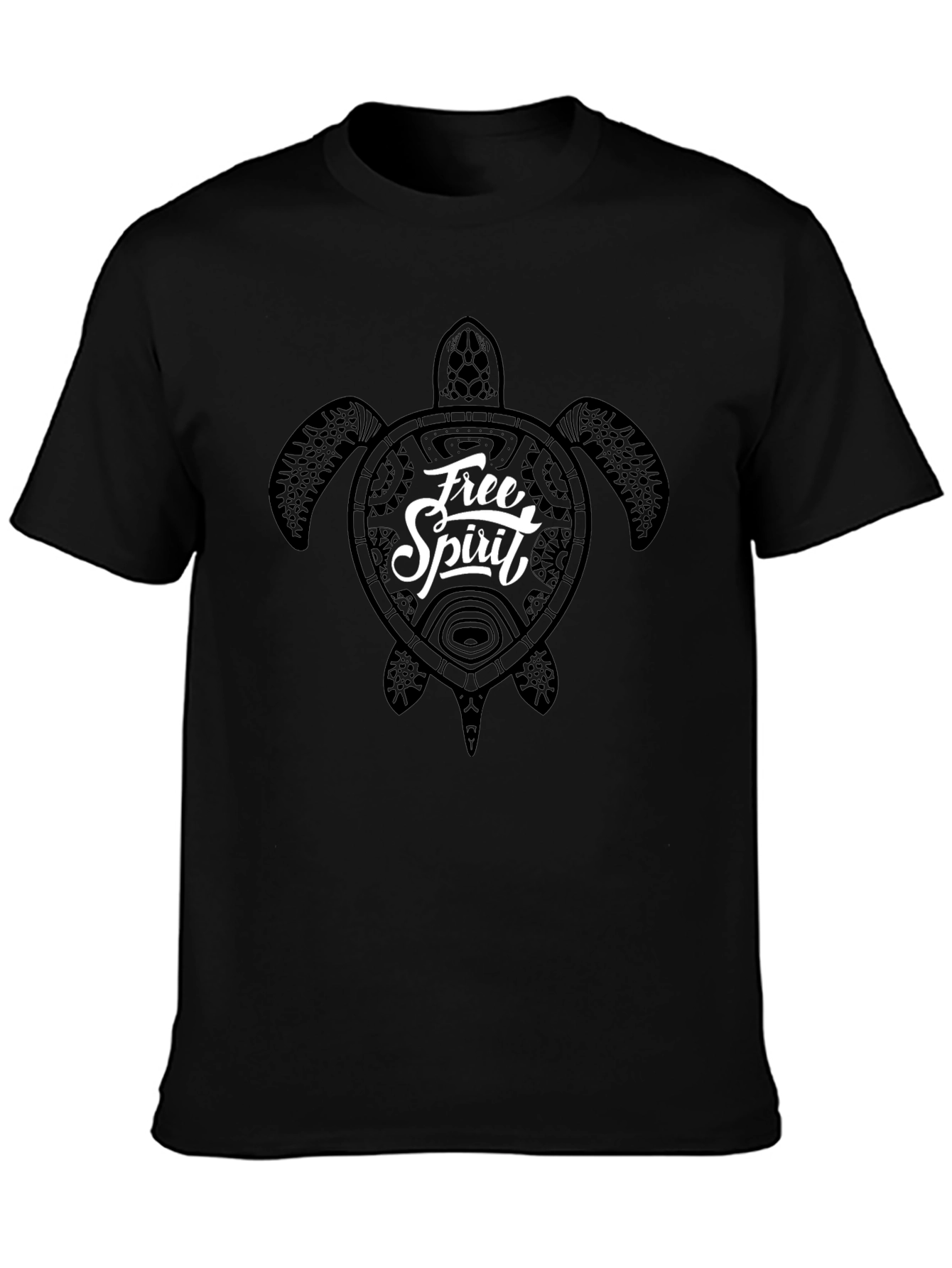 Free Spirit Turtle Graphic Tee - Black Cotton