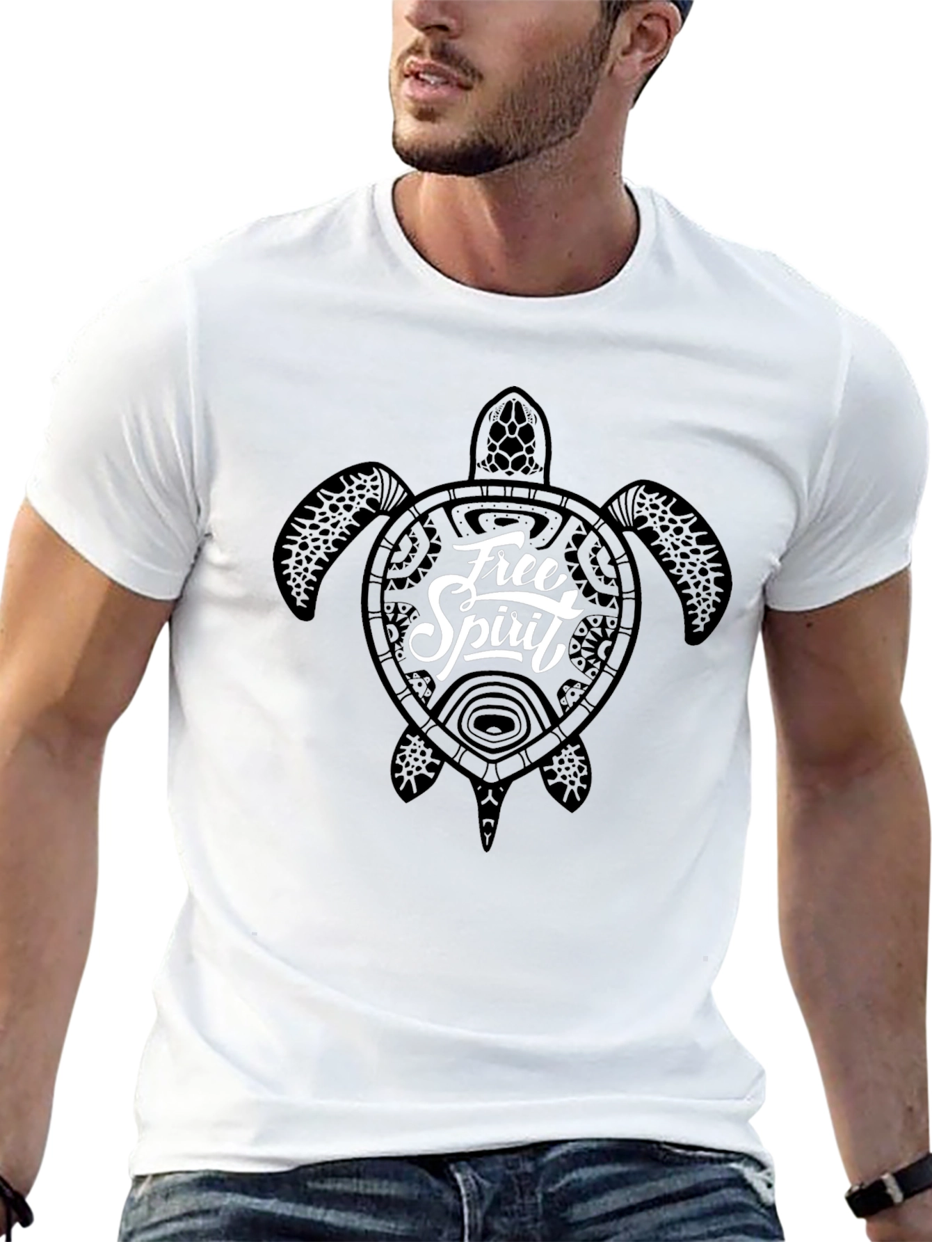 Free Spirit Turtle Graphic Tee - Black Cotton