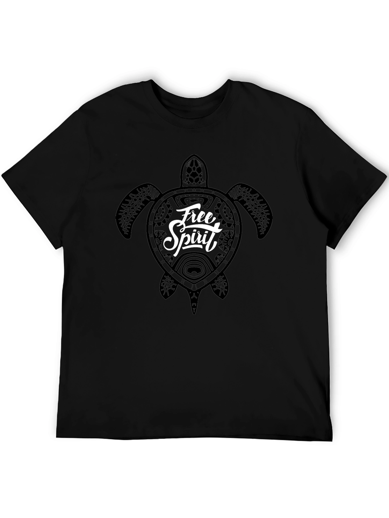 Free Spirit Turtle Graphic Tee - Black Cotton