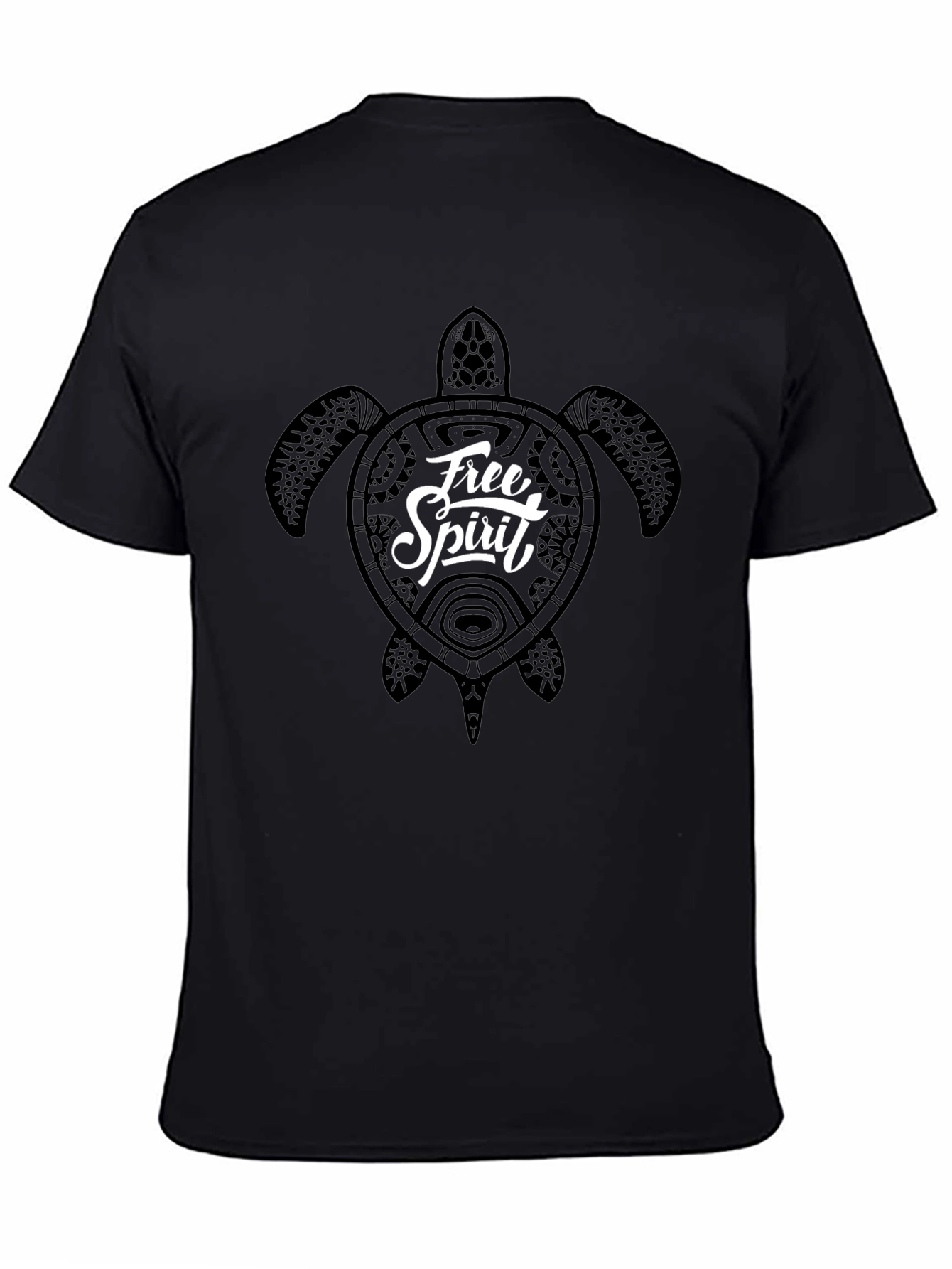 Free Spirit Turtle Graphic Tee - Black Cotton