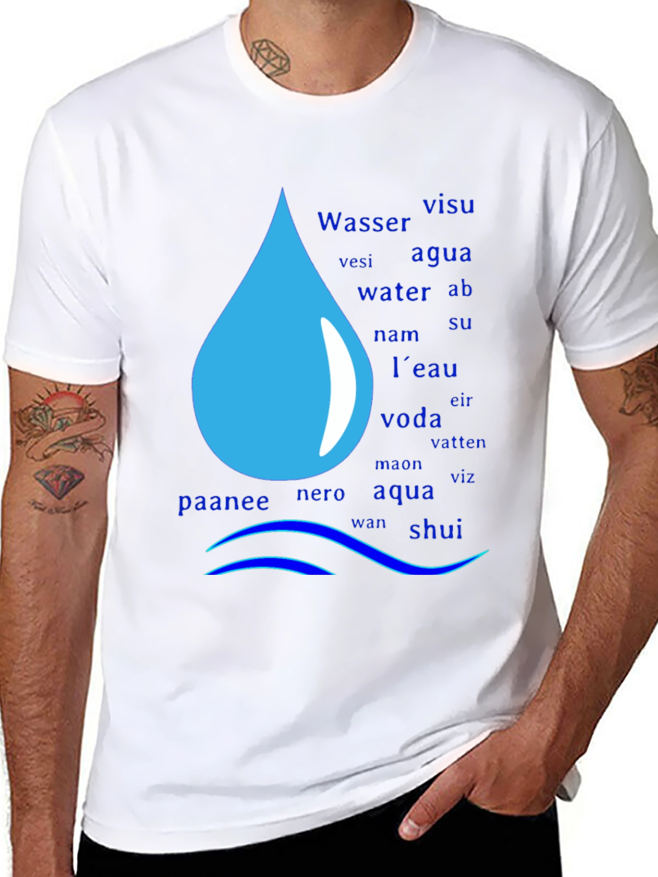 Multilingual Water Drop T-Shirt