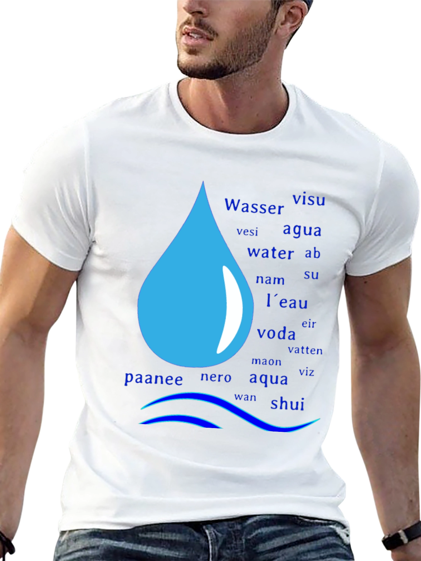 Multilingual Water Drop T-Shirt