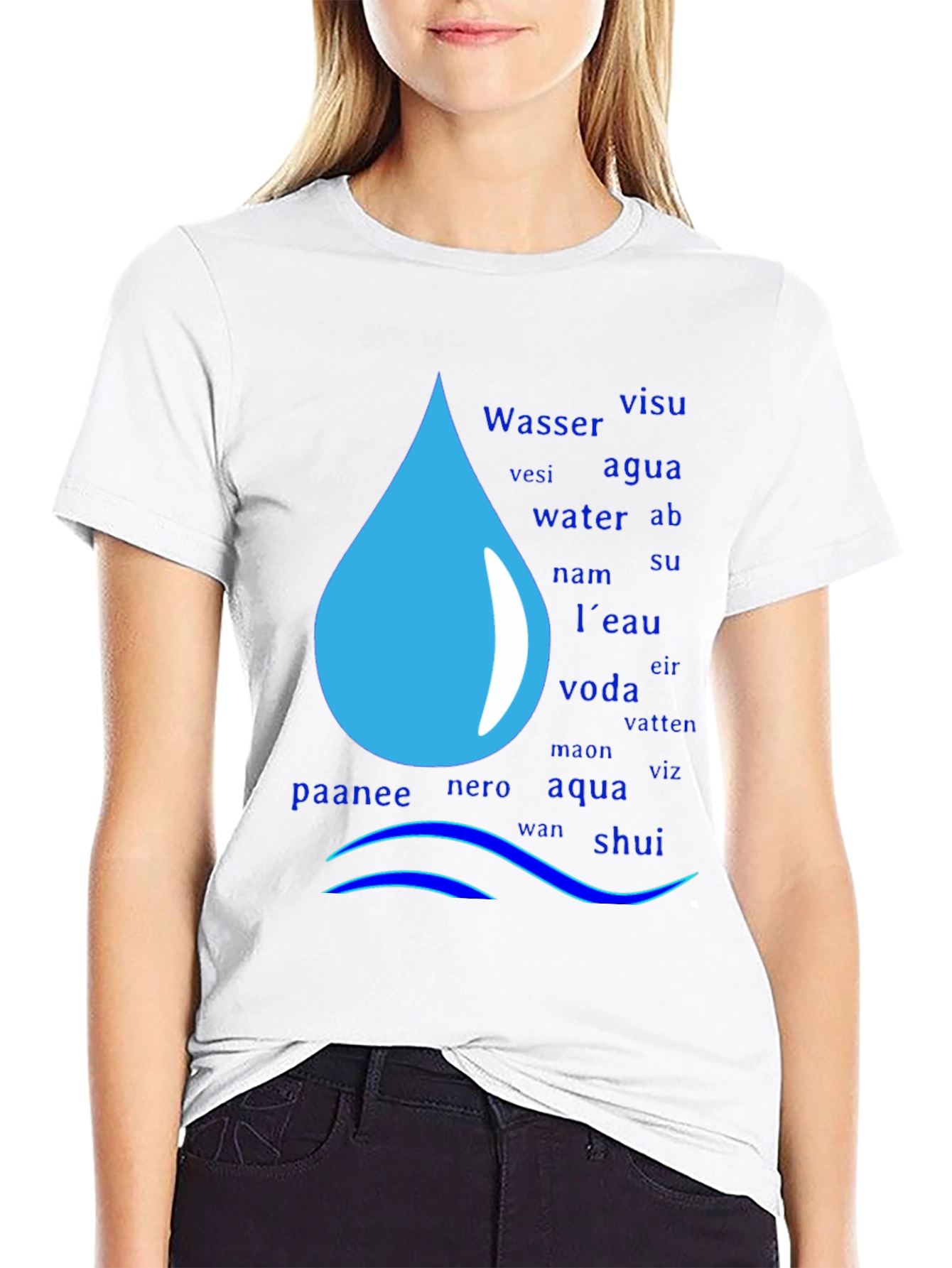 Multilingual Water Drop T-Shirt
