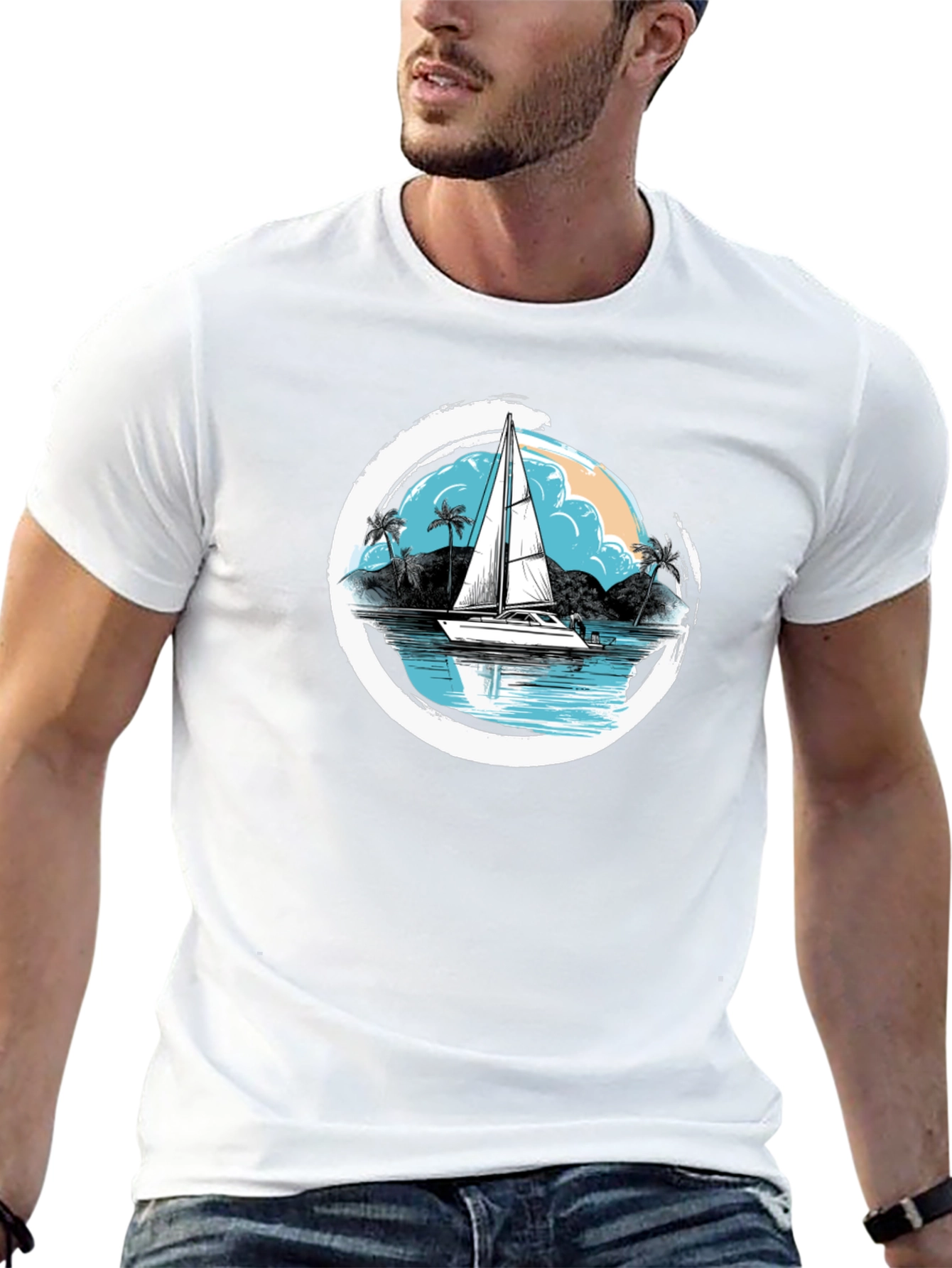Sailboat Graphic T-Shirt - Island Life Design