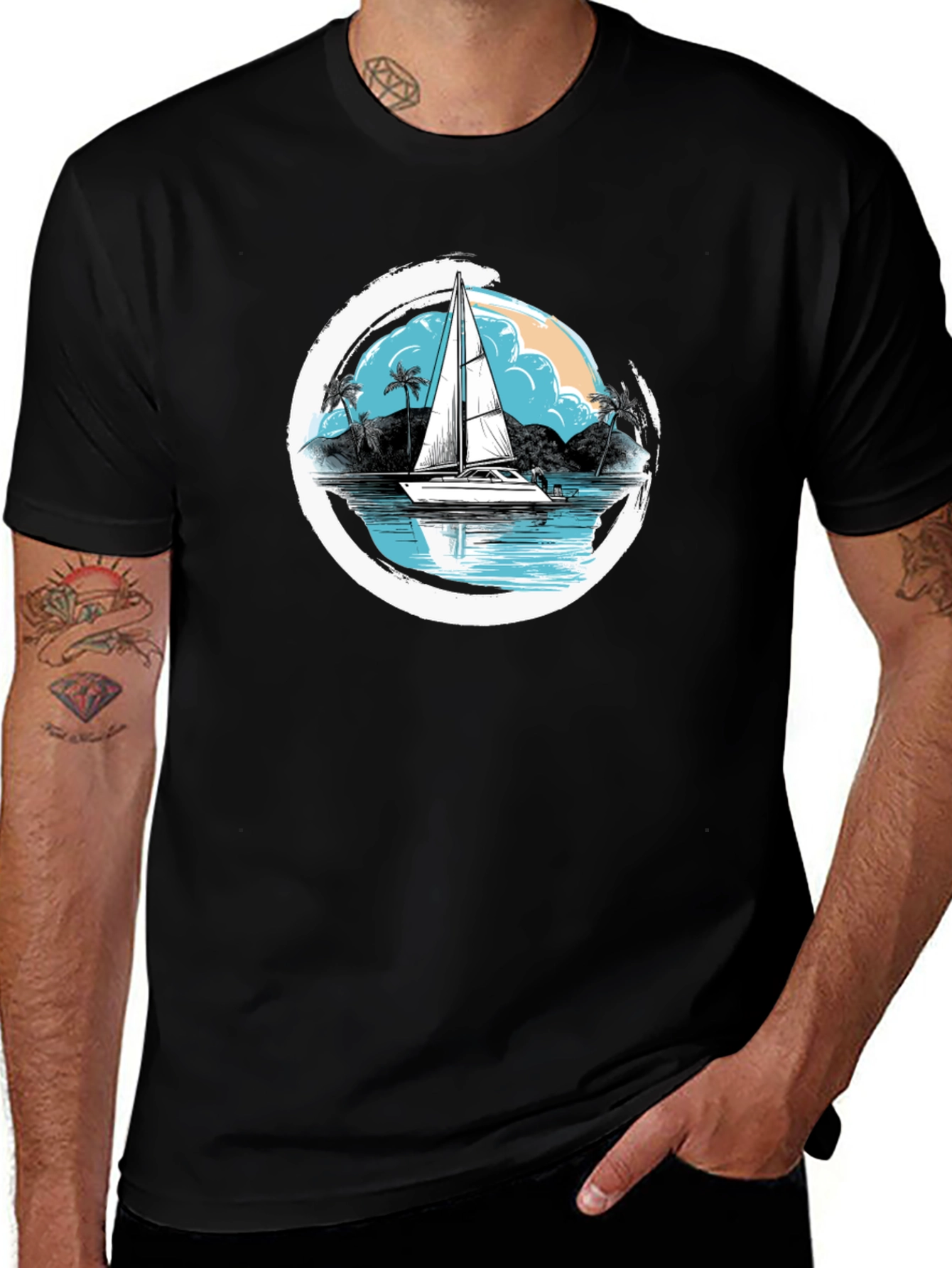 Sailboat Graphic T-Shirt - Island Life Design