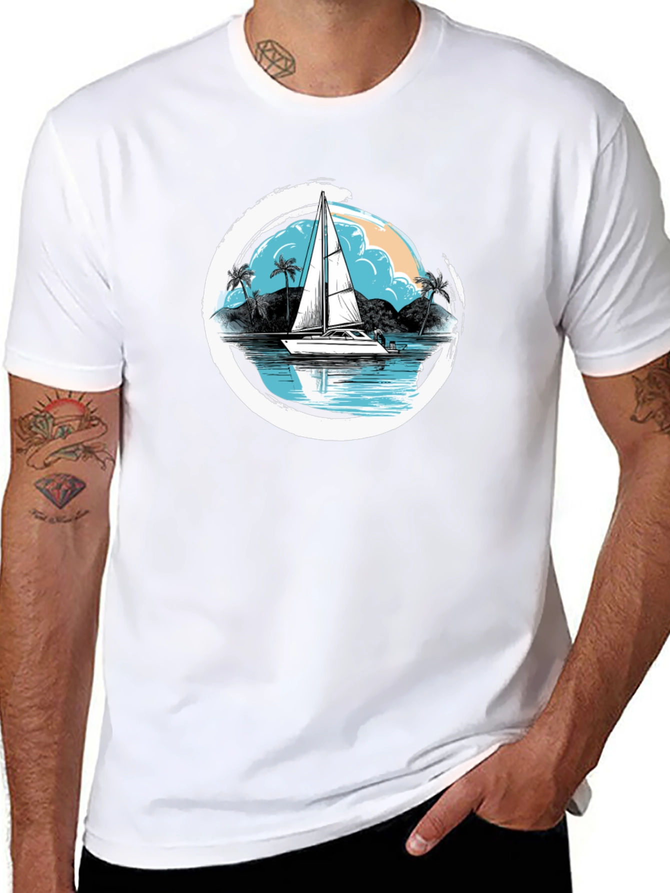 Sailboat Graphic T-Shirt - Island Life Design