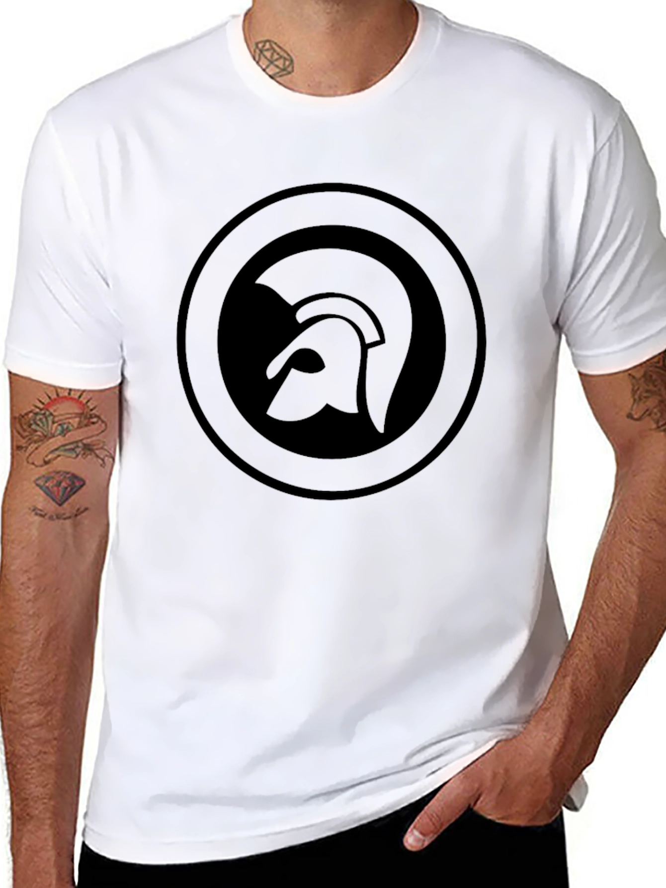 Trojan Helmet Logo Black T-Shirt