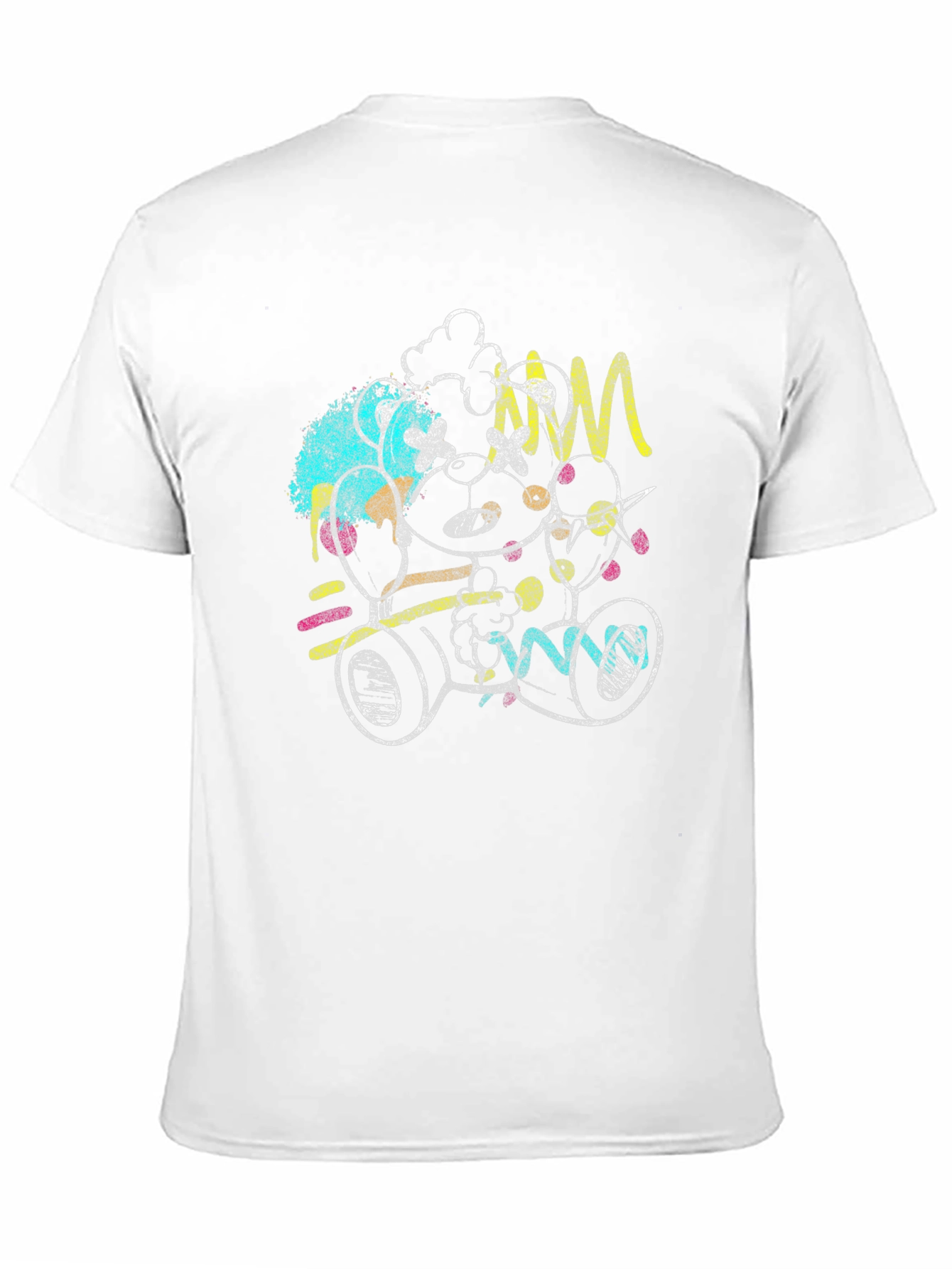 Abstract Teddy Bear Graphic Black T-Shirt
