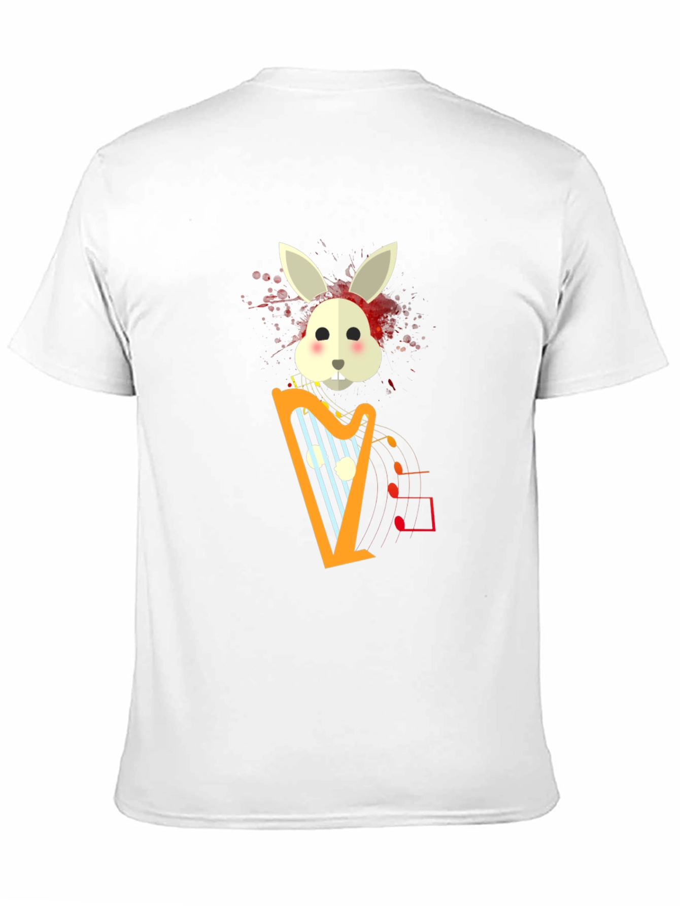 Musical Bunny Graphic Tee - Black Cotton Comfort