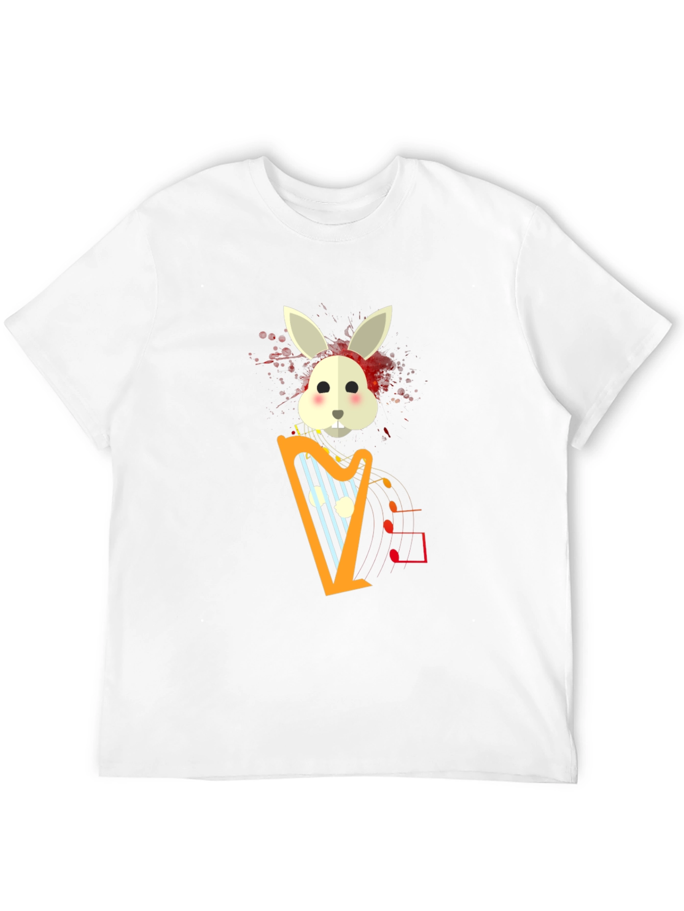 Musical Bunny Graphic Tee - Black Cotton Comfort