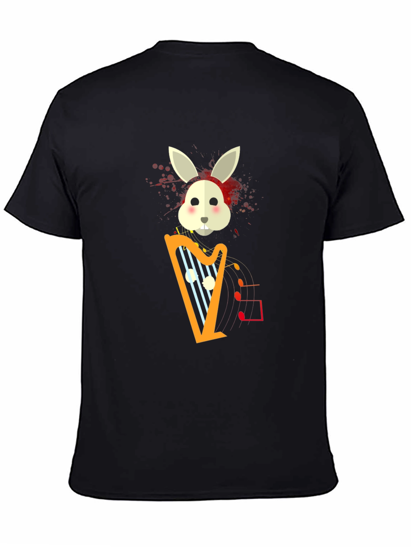 Musical Bunny Graphic Tee - Black Cotton Comfort