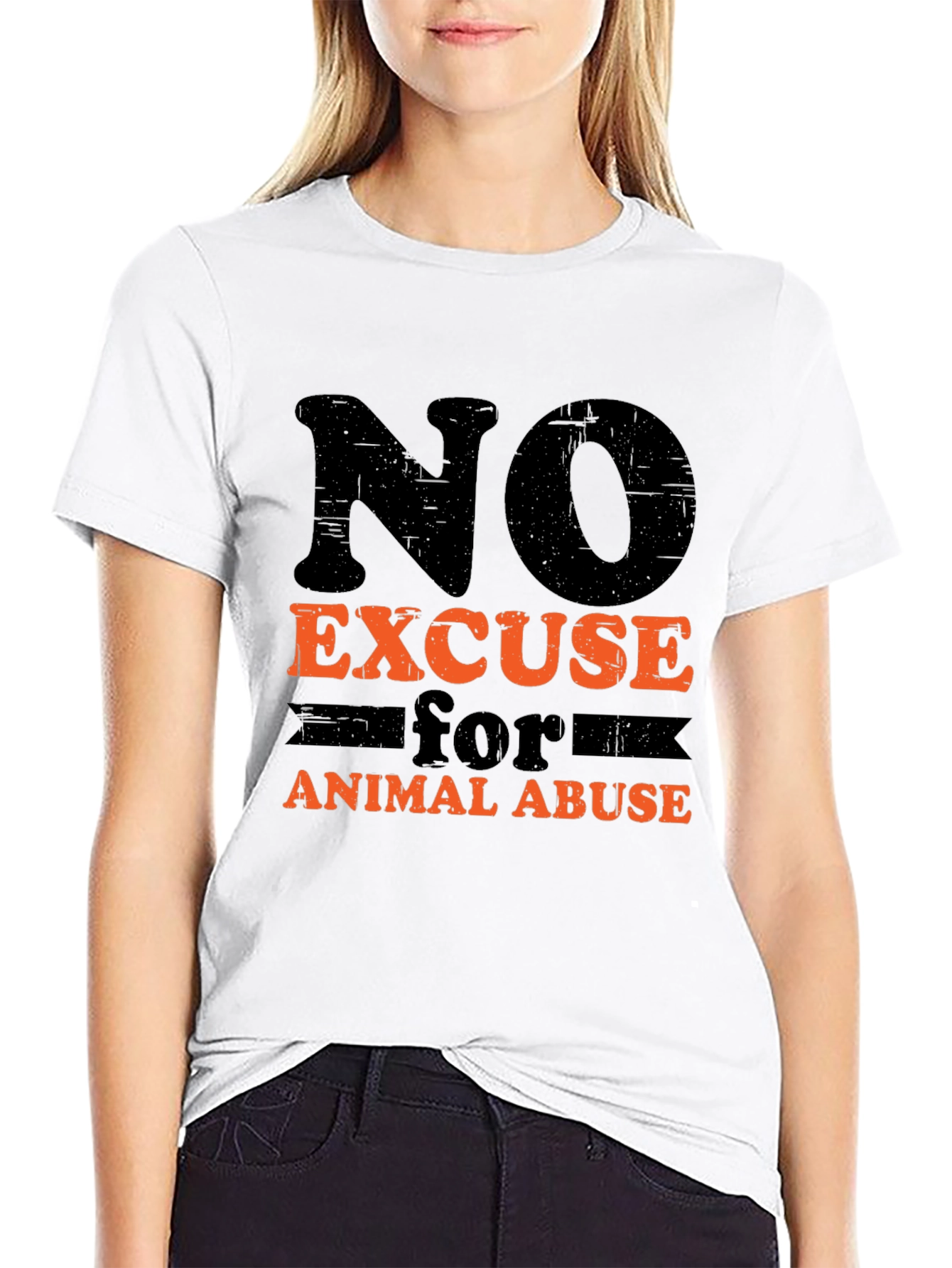 No Excuse for Animal Abuse Black T-Shirt