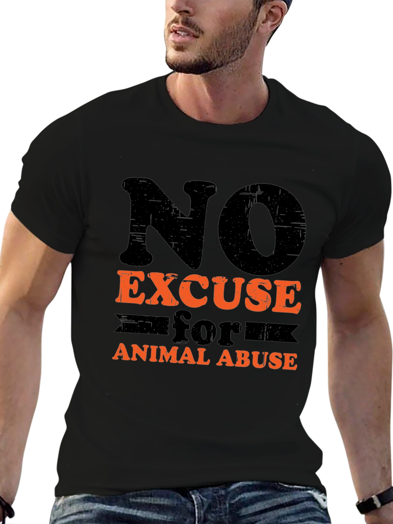 No Excuse for Animal Abuse Black T-Shirt