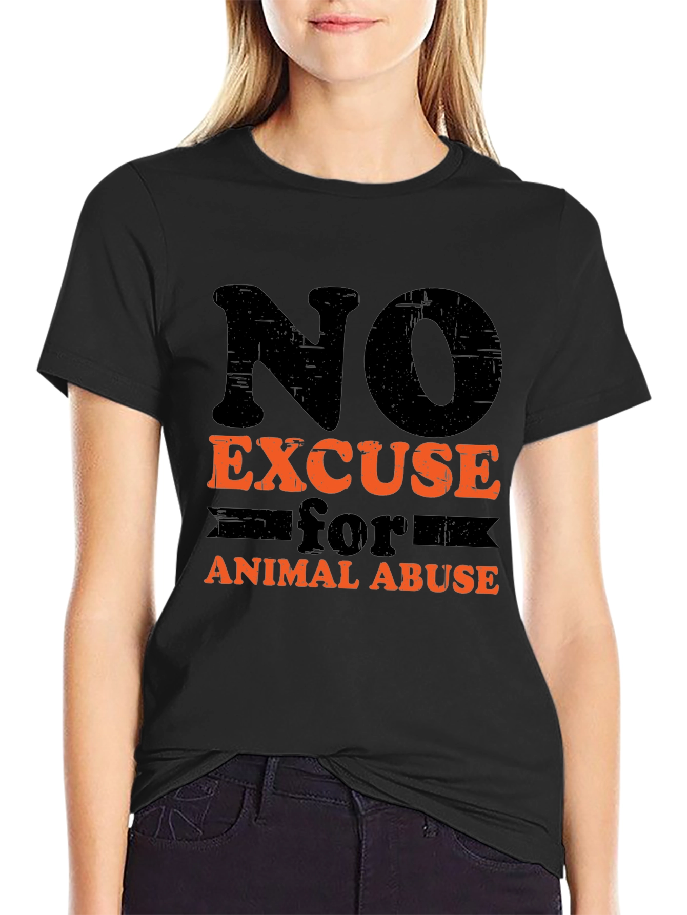 No Excuse for Animal Abuse Black T-Shirt