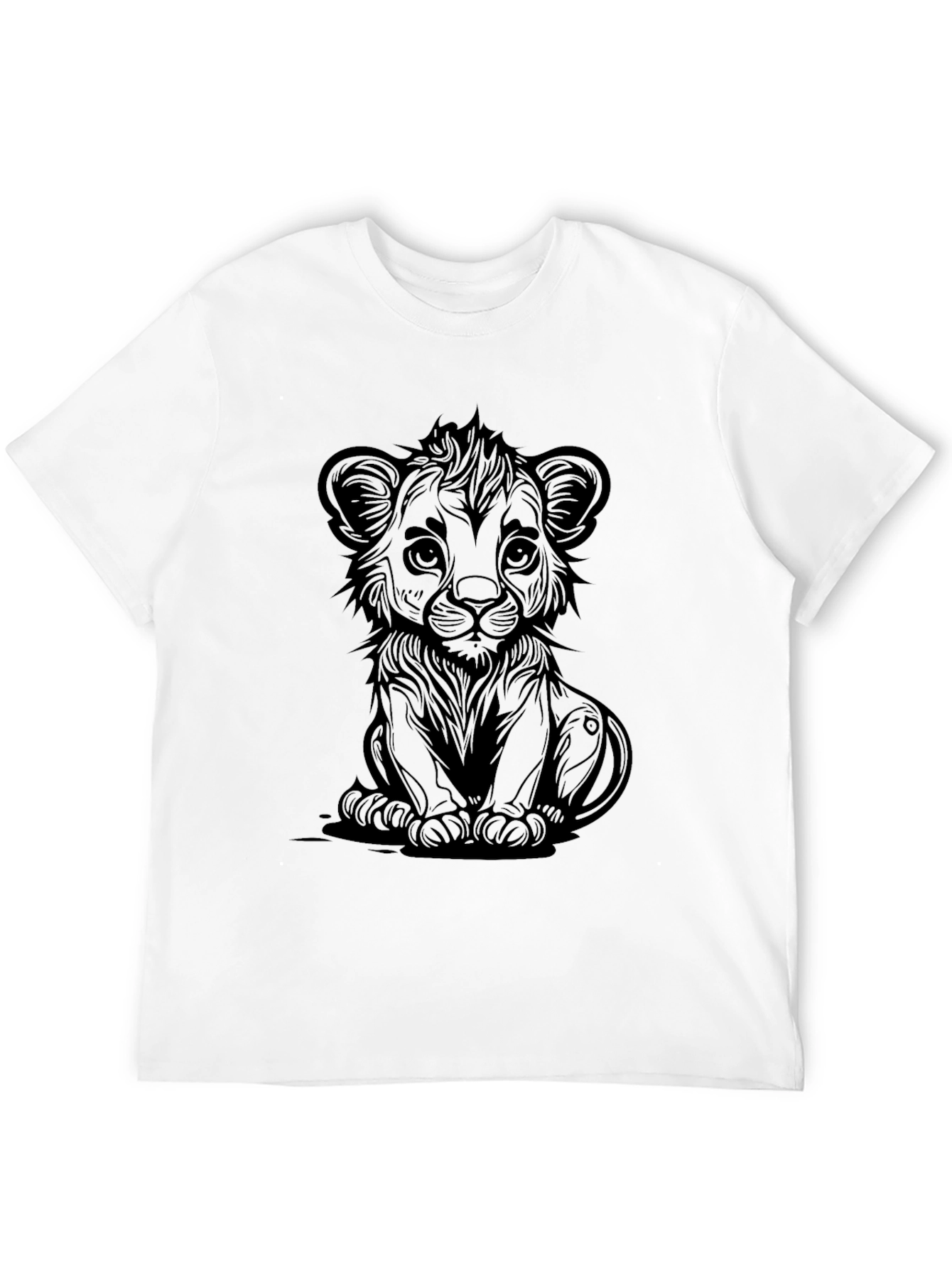 Lion Cub Graphic Tee - Black Cotton T-Shirt