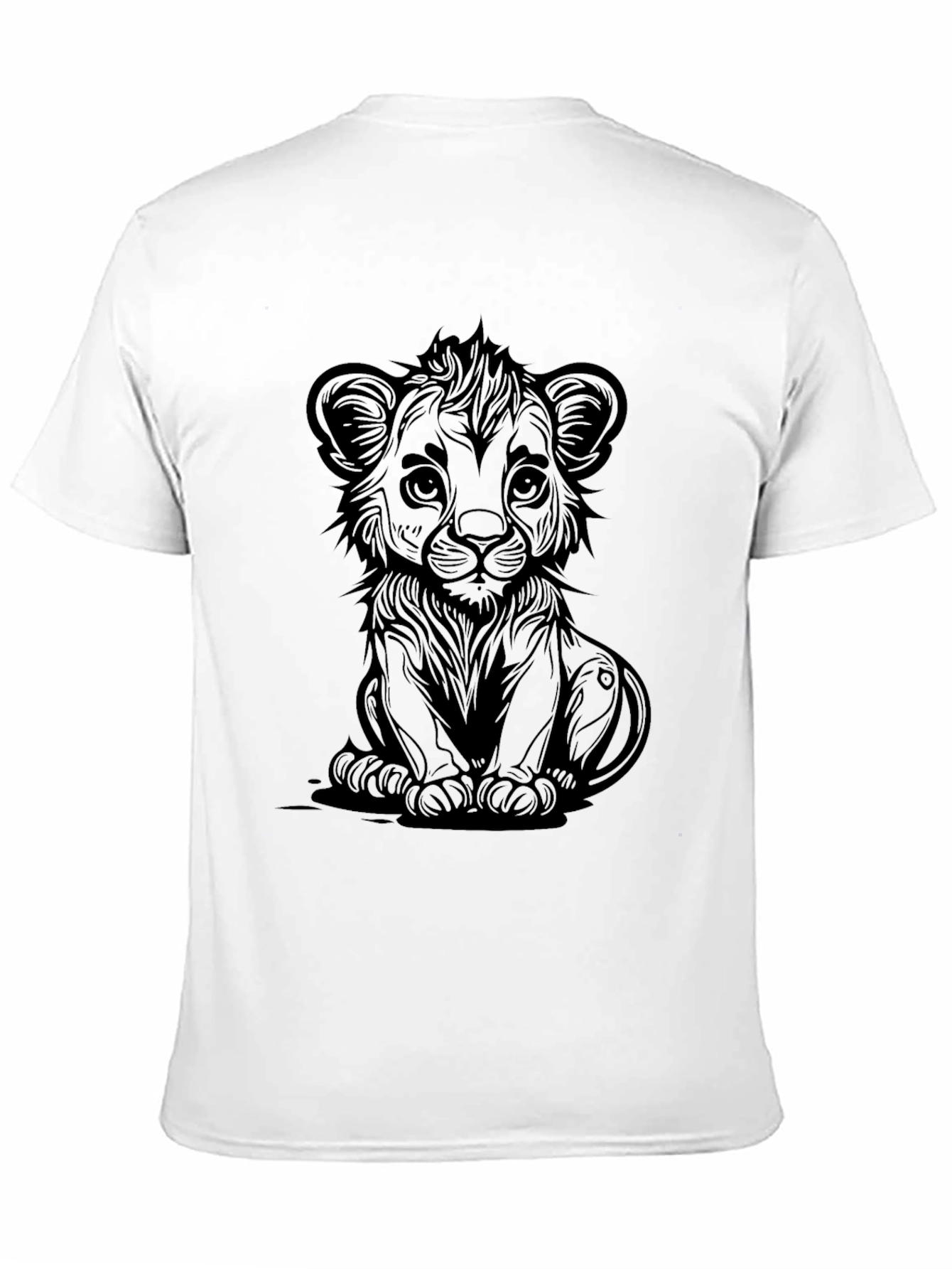 Lion Cub Graphic Tee - Black Cotton T-Shirt