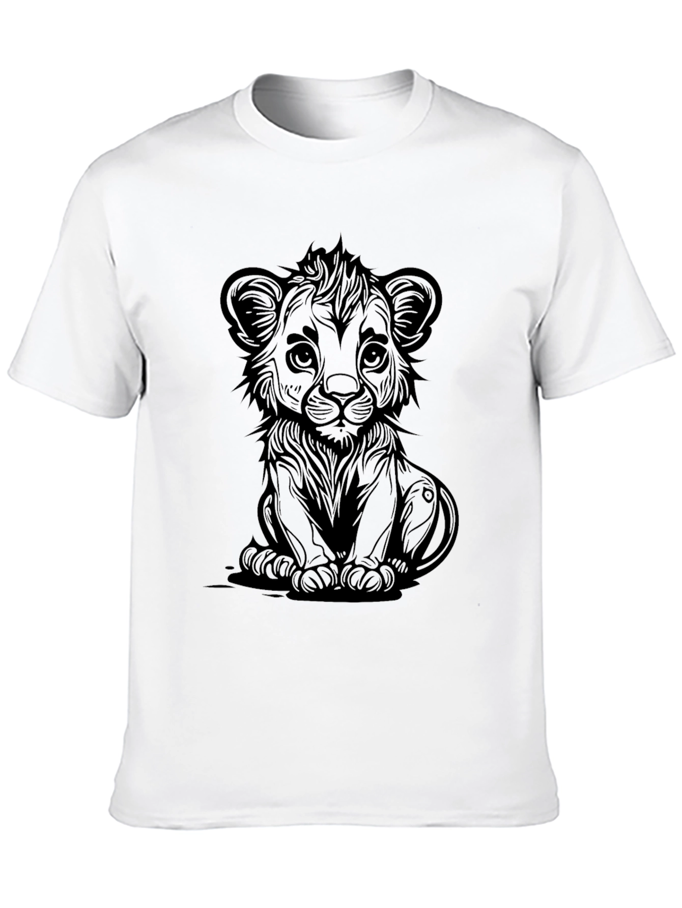 Lion Cub Graphic Tee - Black Cotton T-Shirt