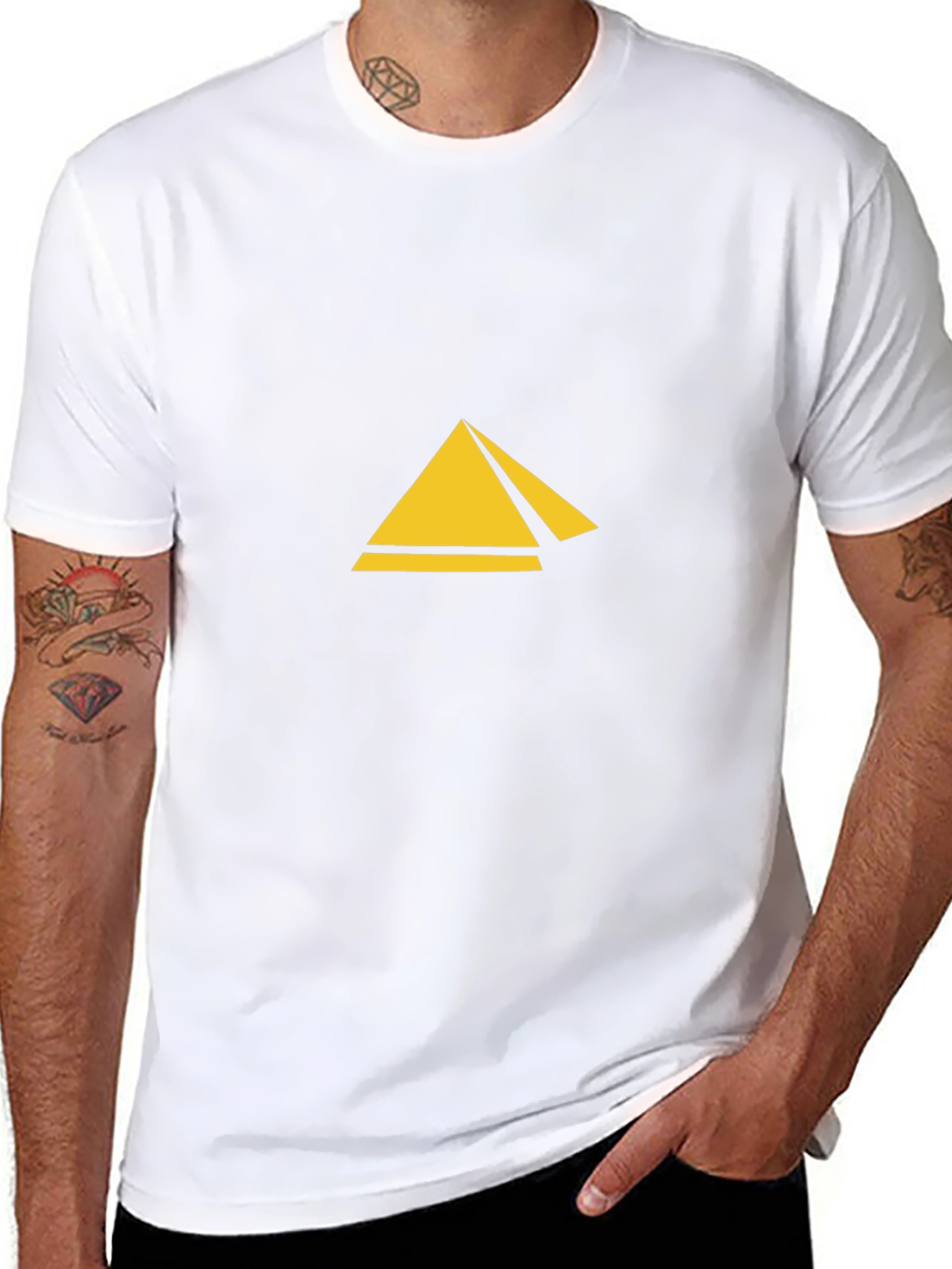 Geometric Pyramid Graphic Tee - Stylish Black T-Shirt