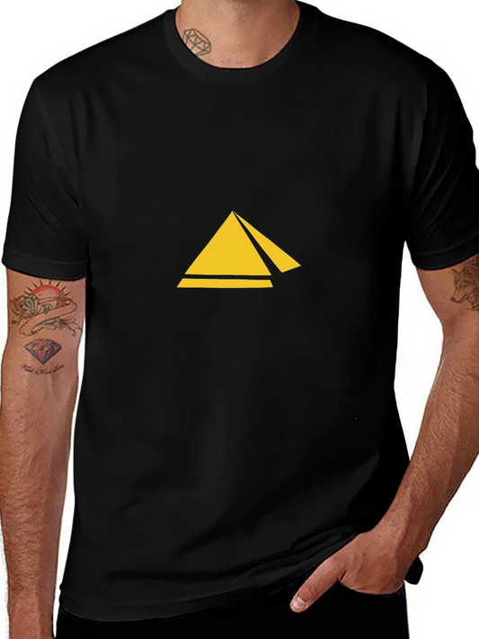 Geometric Pyramid Graphic Tee - Stylish Black T-Shirt