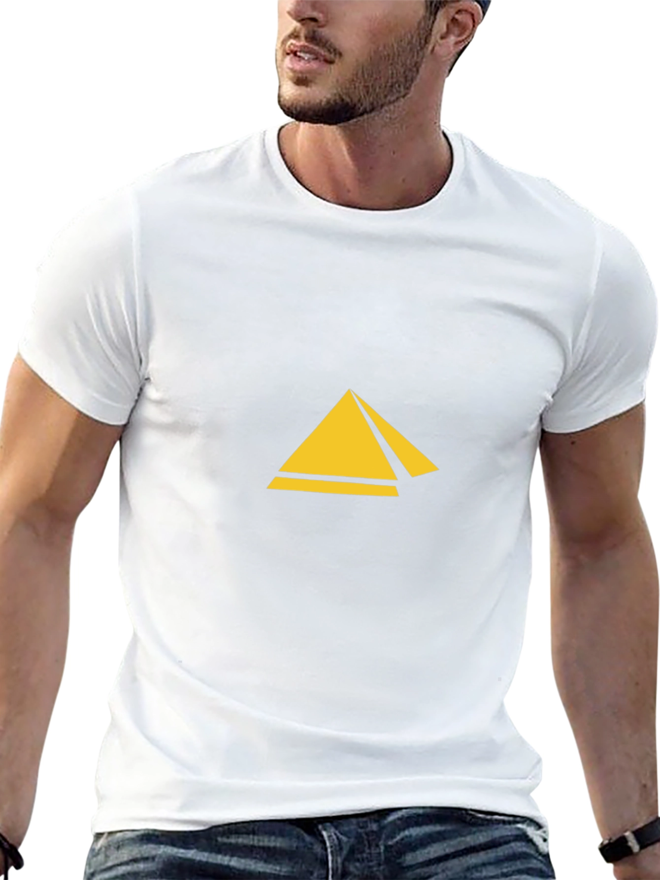 Geometric Pyramid Graphic Tee - Stylish Black T-Shirt