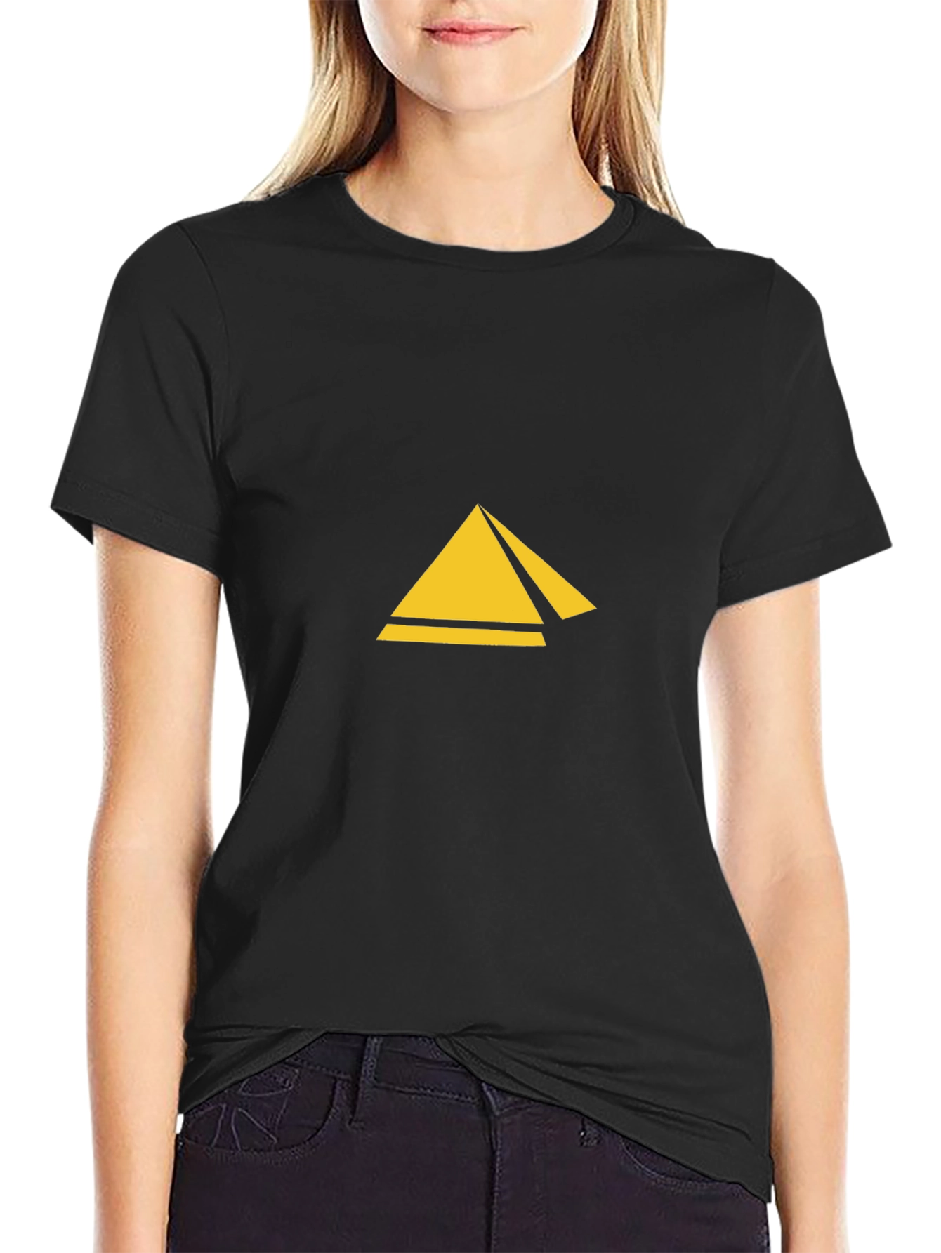 Geometric Pyramid Graphic Tee - Stylish Black T-Shirt