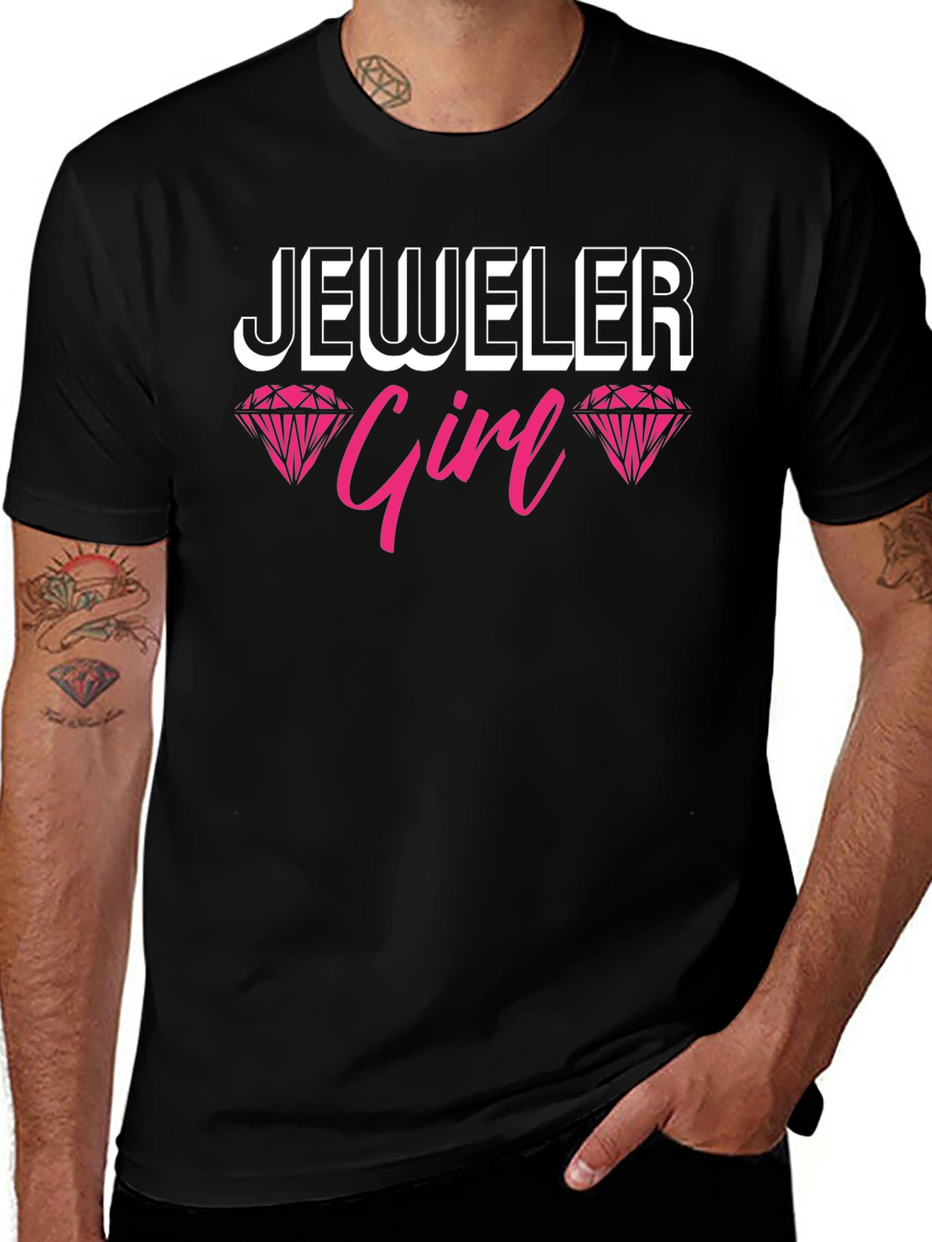 Jeweler Girl Graphic Tee - Black Cotton T-Shirt