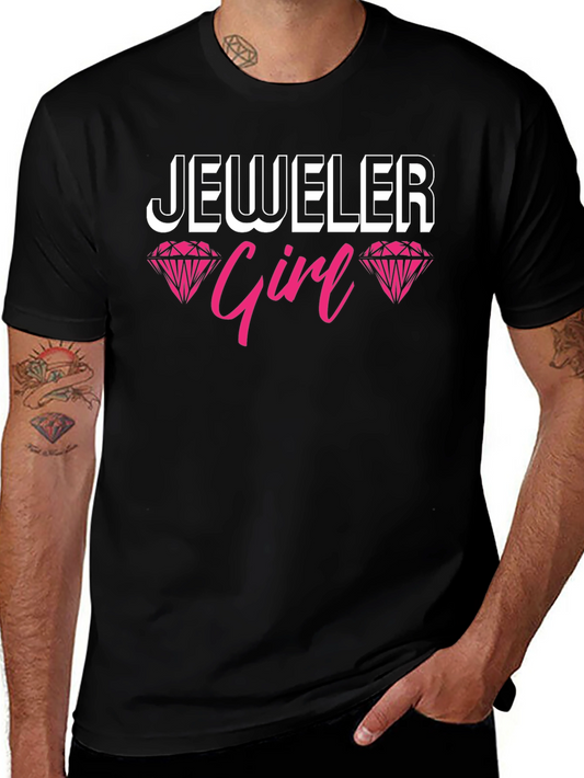 Jeweler Girl Graphic Tee - Black Cotton T-Shirt