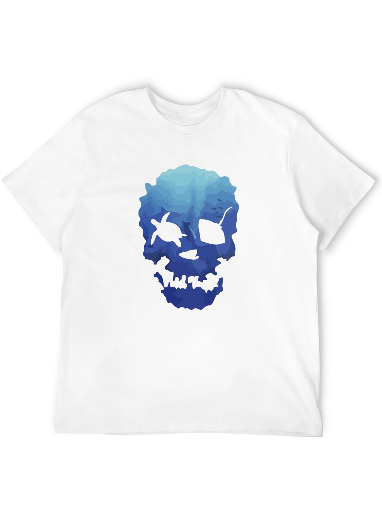 Ocean Skull Graphic Tee - Soft Black T-Shirt