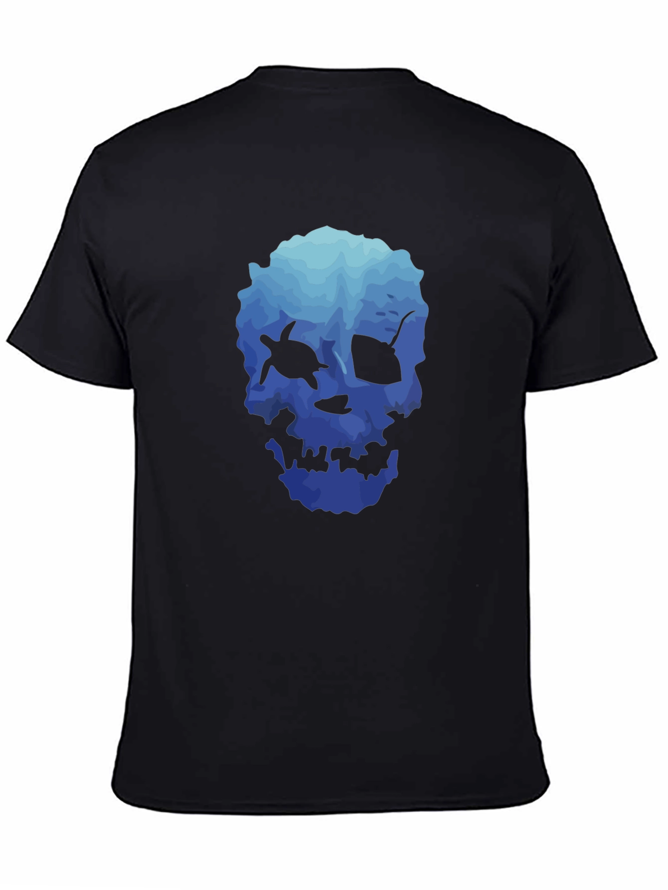 Ocean Skull Graphic Tee - Soft Black T-Shirt
