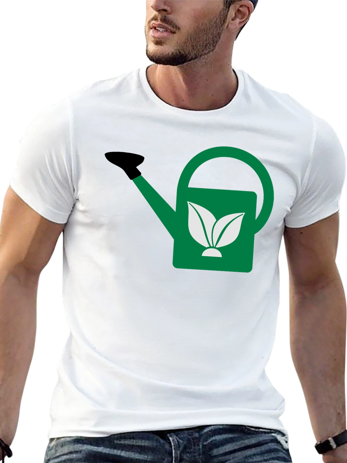 Gardening T-Shirt: Green Watering Can Design