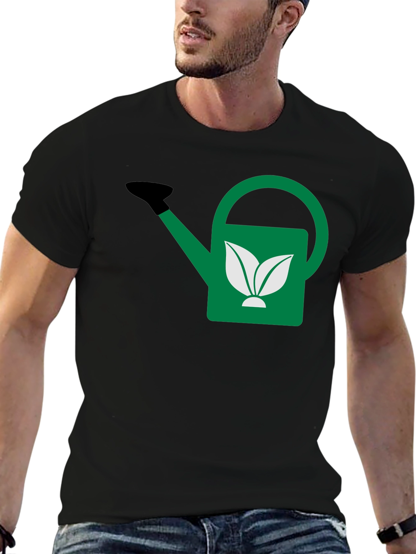 Gardening T-Shirt: Green Watering Can Design