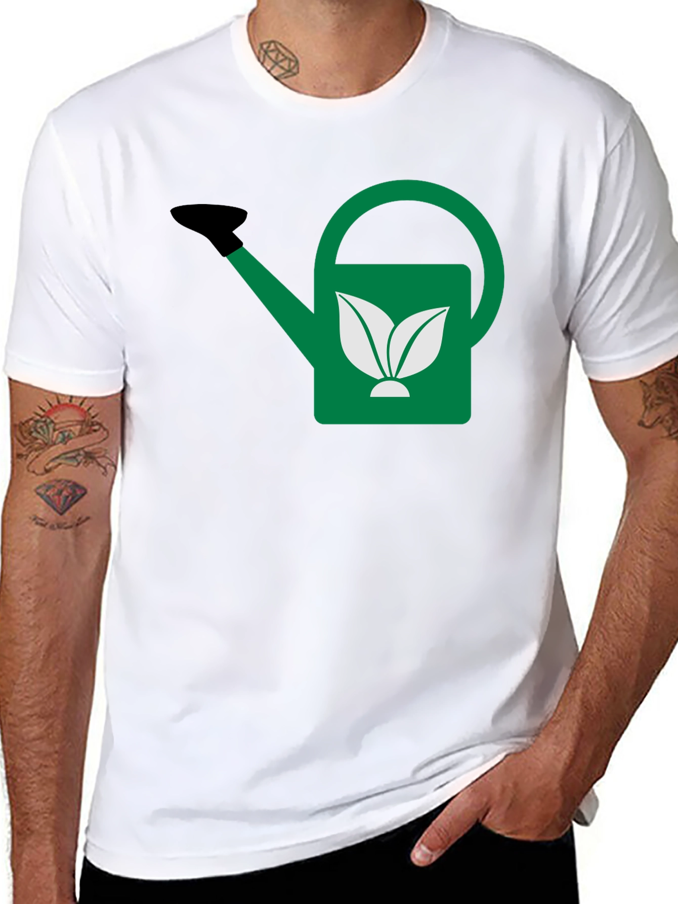 Gardening T-Shirt: Green Watering Can Design